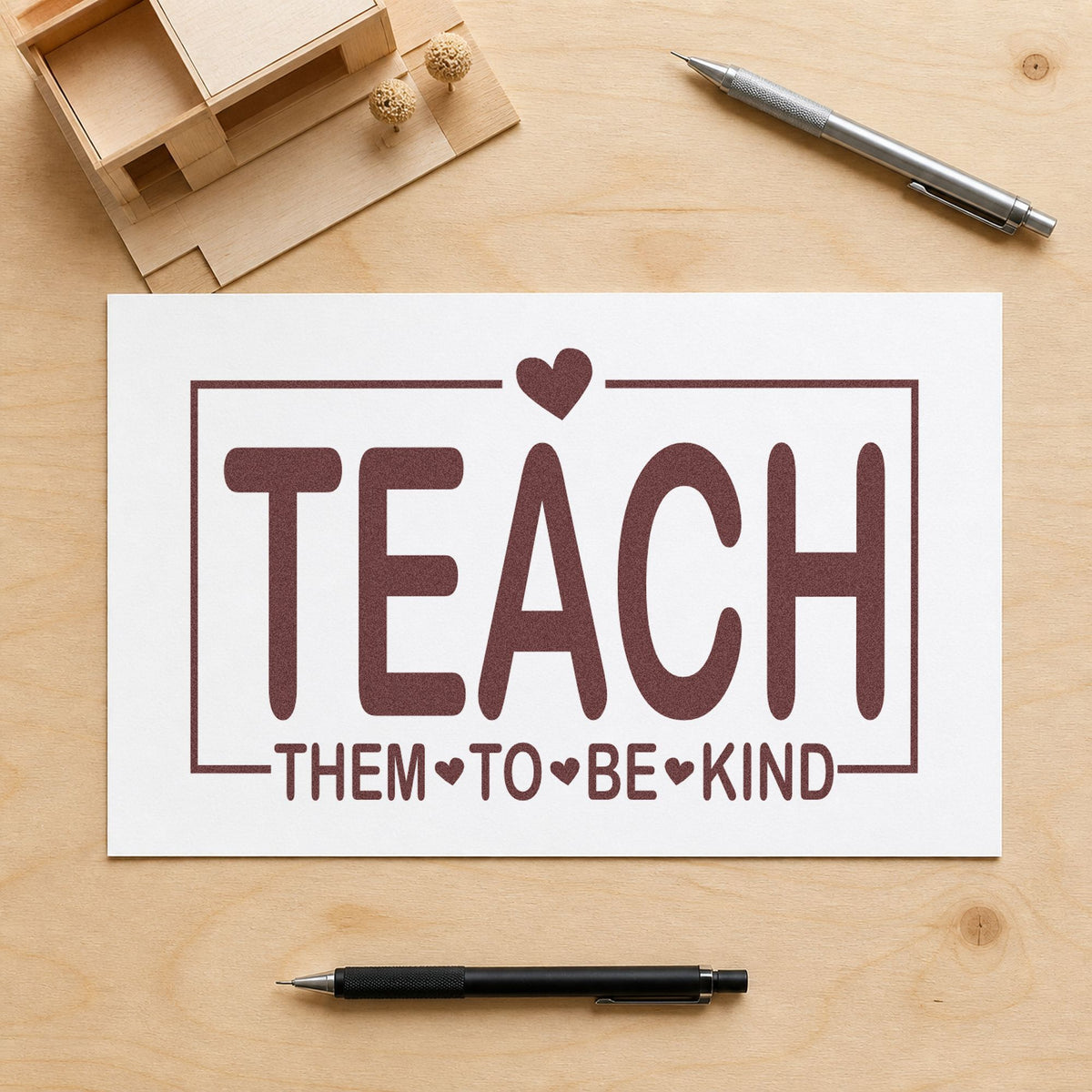 Slim Pre-Inked Teach Them To Be Kind Stamp in use 4