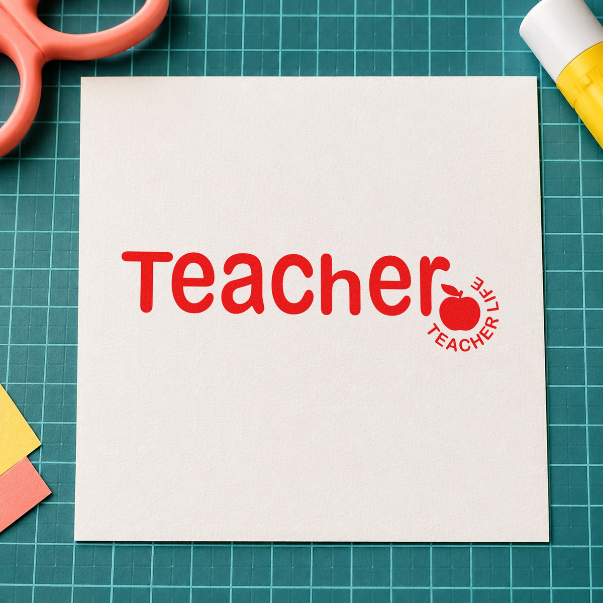 Teacher Life Apple Lettering Hand Stamp – Duo in use 7