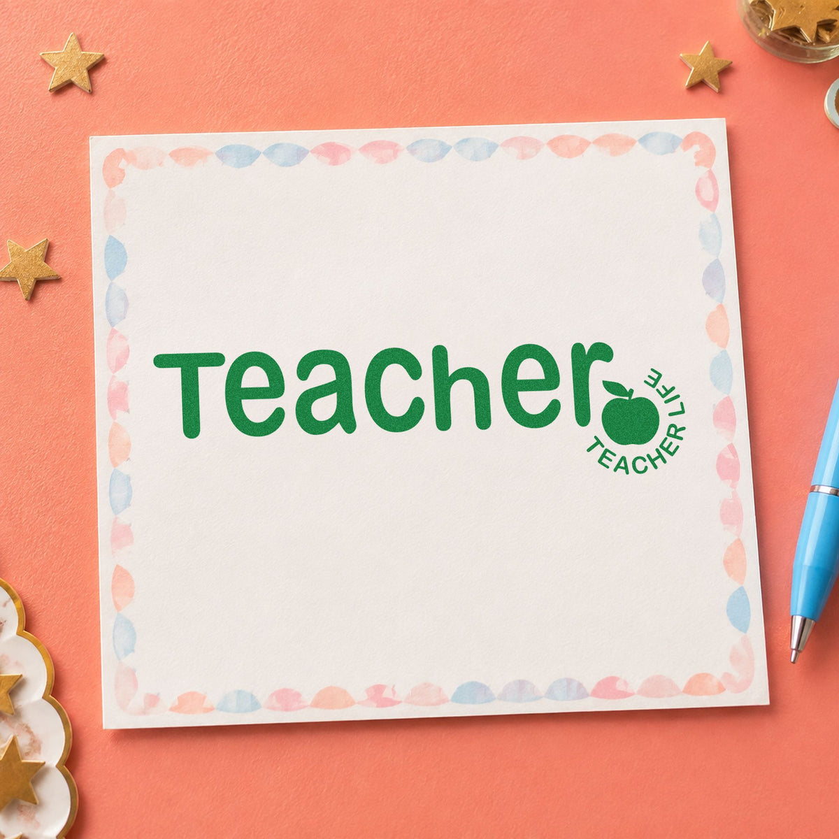 Teacher Life Apple Lettering Hand Stamp – Duo in use 8