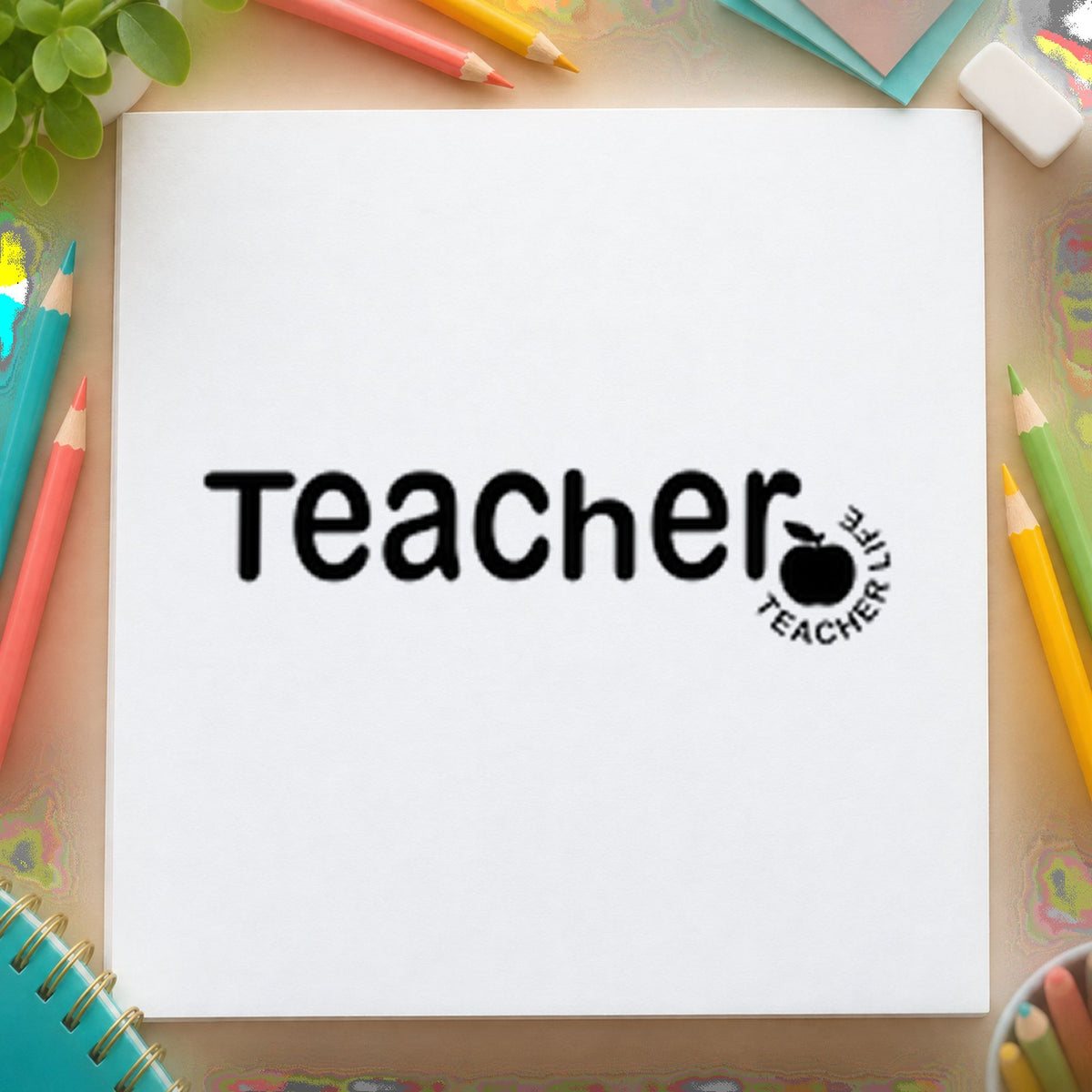 Teacher Life Apple Lettering Hand Stamp – Duo in use 9