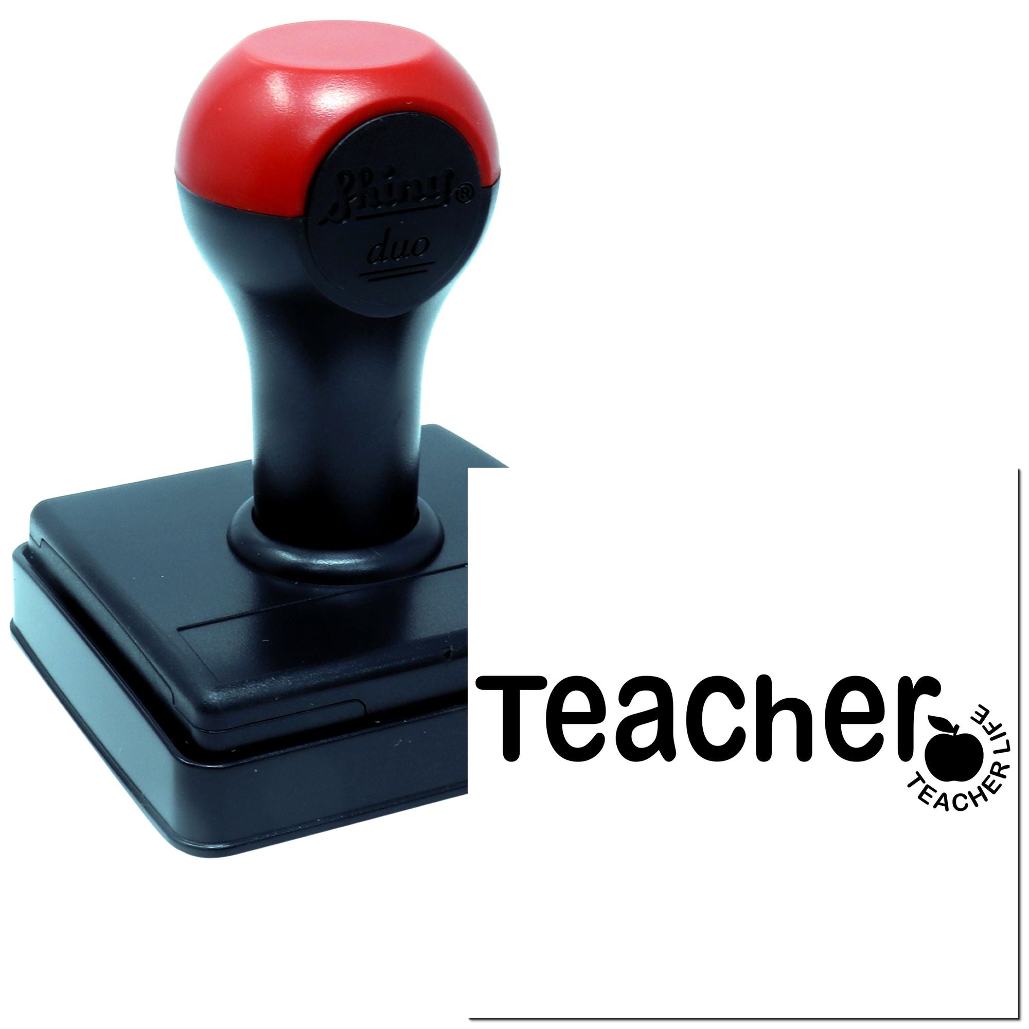 Teacher rubber stamp for classroom grading, featuring a self-inking handle and custom teacher design.