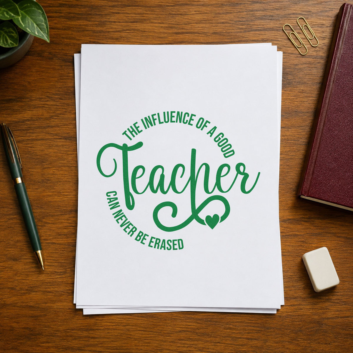 Good Teacher Influence Circle Wood Handle Stamp in use 3