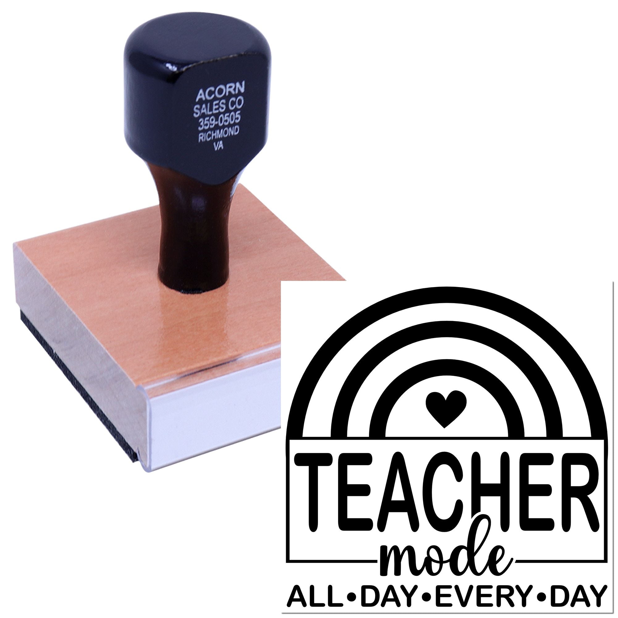 Teacher Mode All Day Every Day rubber stamp, custom classroom stamp for teachers, lesson plans, and motivational marking.