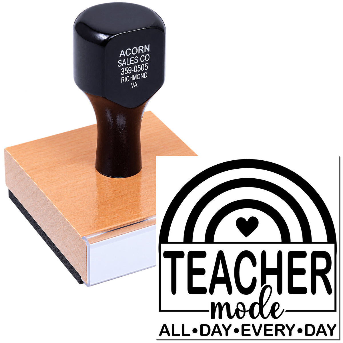 Teacher Mode All Day Every Day rubber stamp, custom classroom stamp for teachers, lesson plans, and motivational marking.