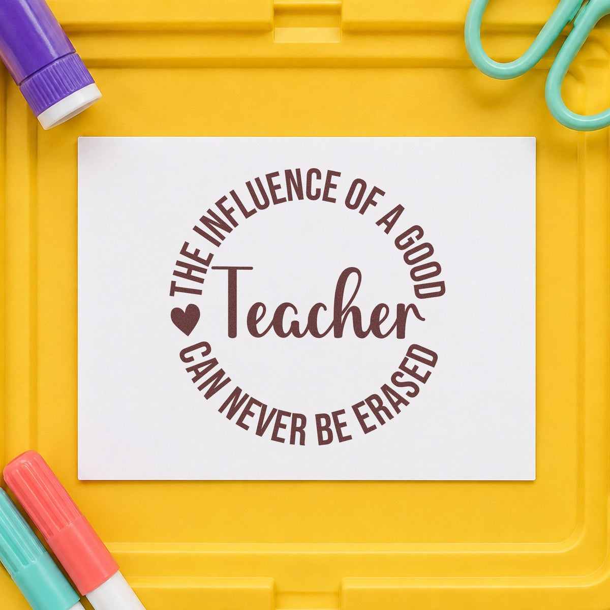 Good Teacher Influence Round PSI Pre-Inked Stamp in use 4