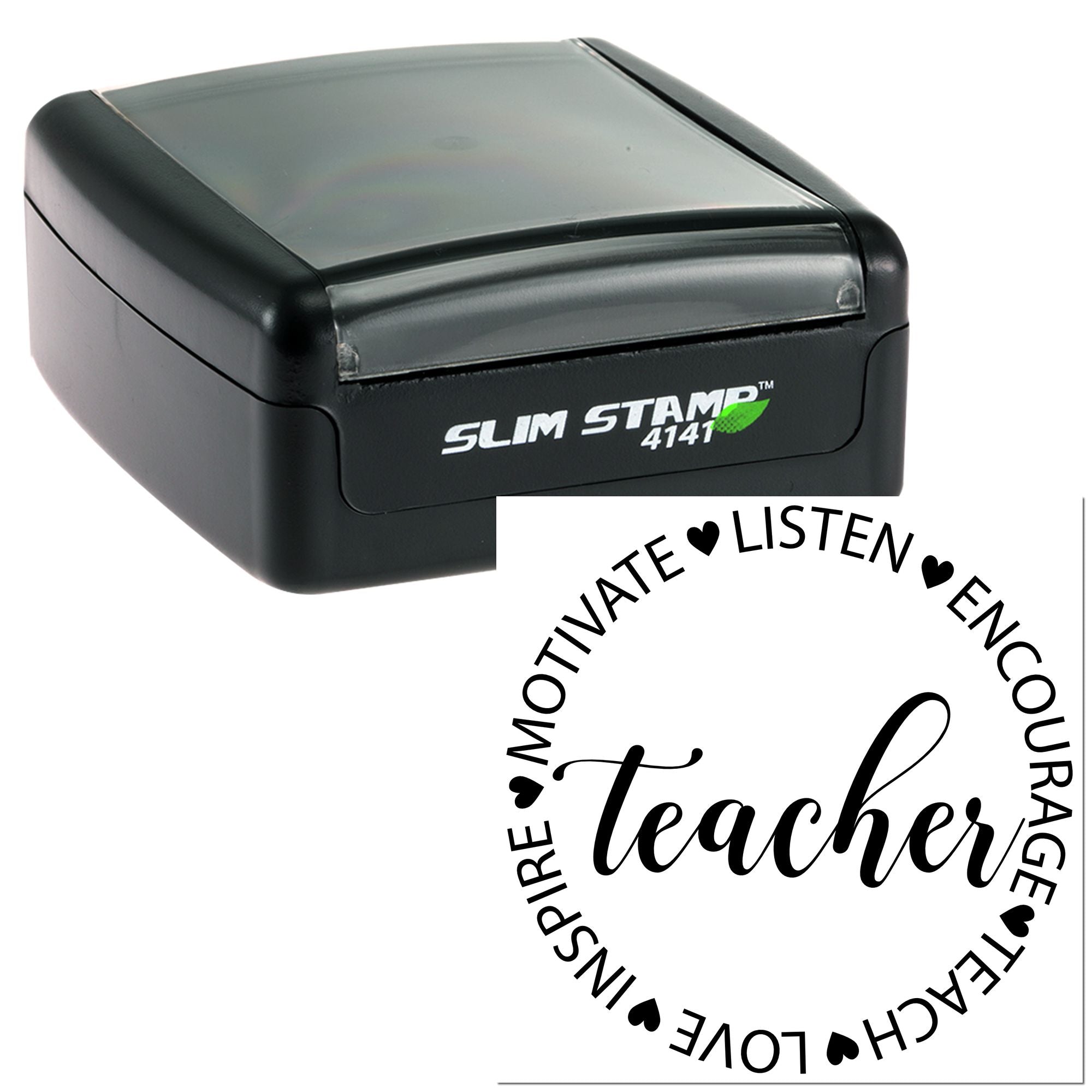 Slim Stamp 4141 self-inking teacher rubber stamp with motivational classroom design