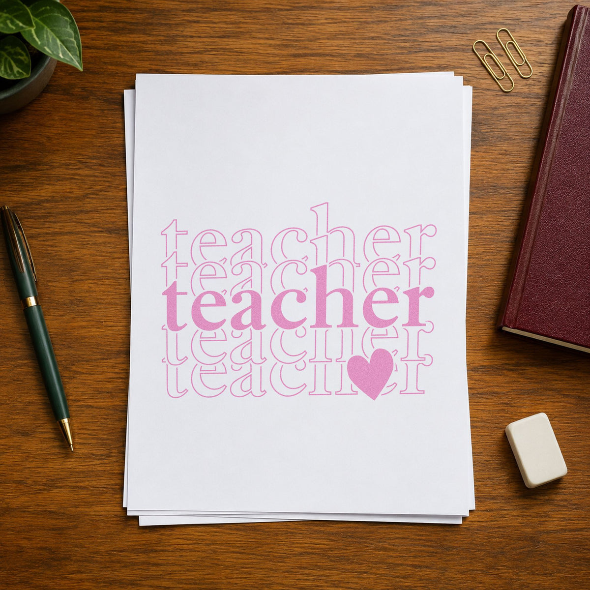 Self-Inking Teacher Serif Outline Stack Stamp in use 10
