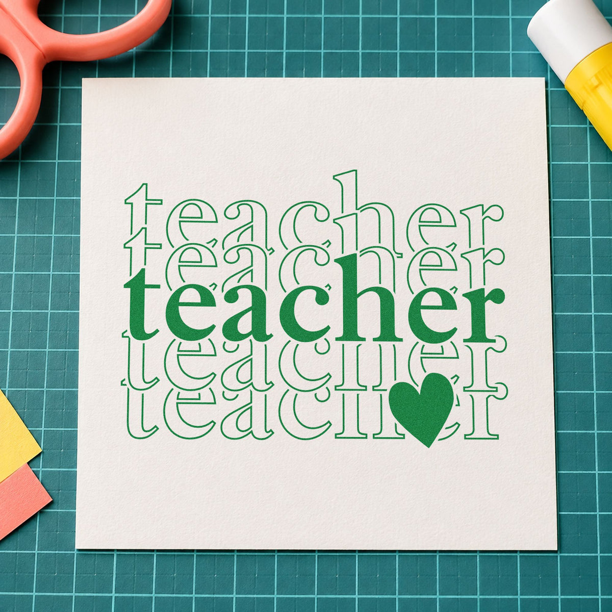 Teacher Serif Outline Stack Pre-Inked Stamp – PSI in use 3