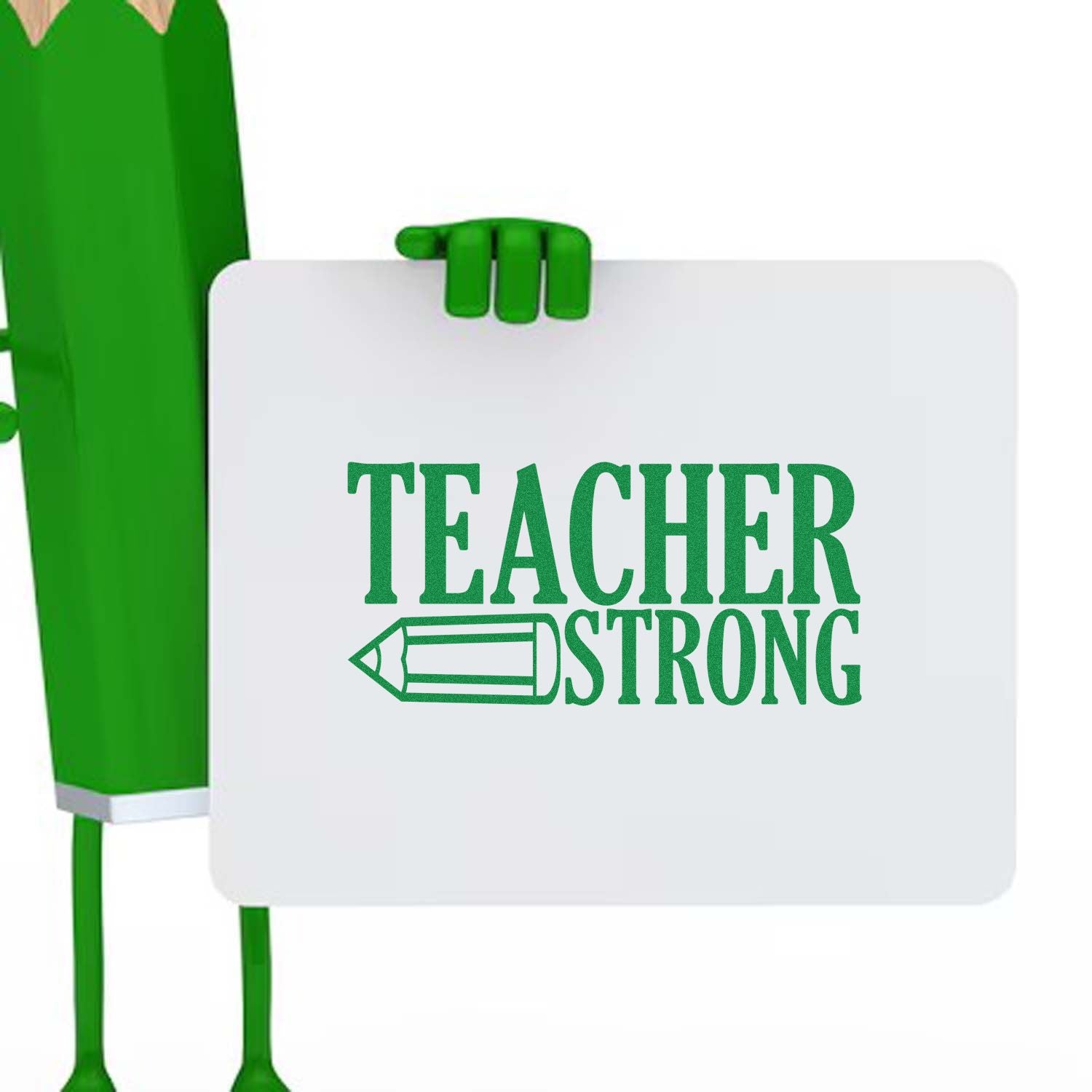 Teacher Strong rubber stamp design with pencil icon, perfect for teacher appreciation and classroom crafting.