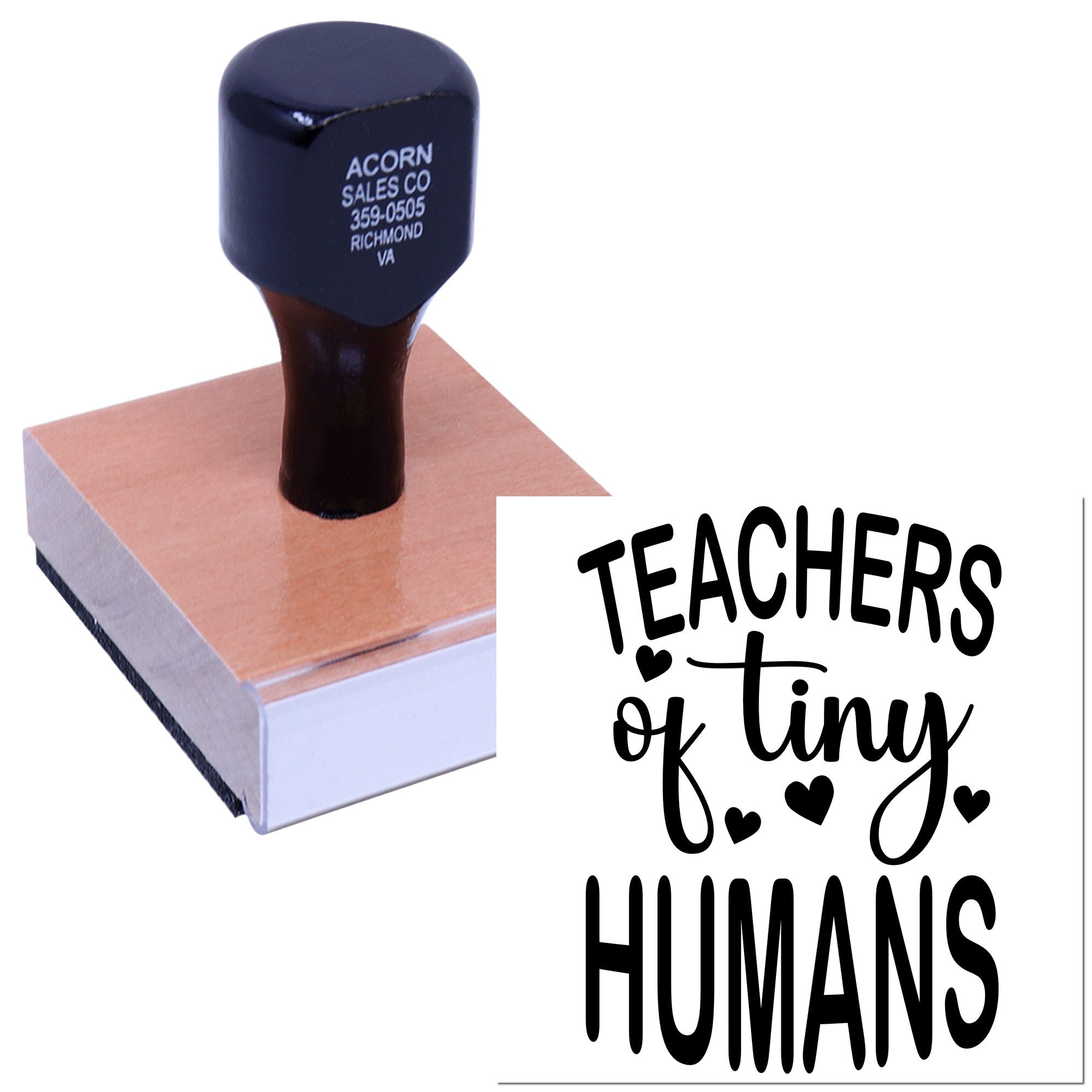 Teacher rubber stamp featuring Teachers of Tiny Humans design for classroom crafts, labeling, and gift ideas.