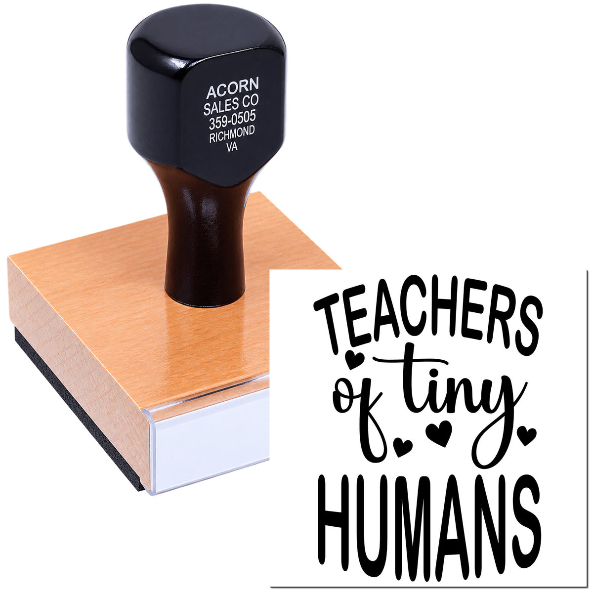 Teacher rubber stamp featuring Teachers of Tiny Humans design for classroom crafts, labeling, and gift ideas.