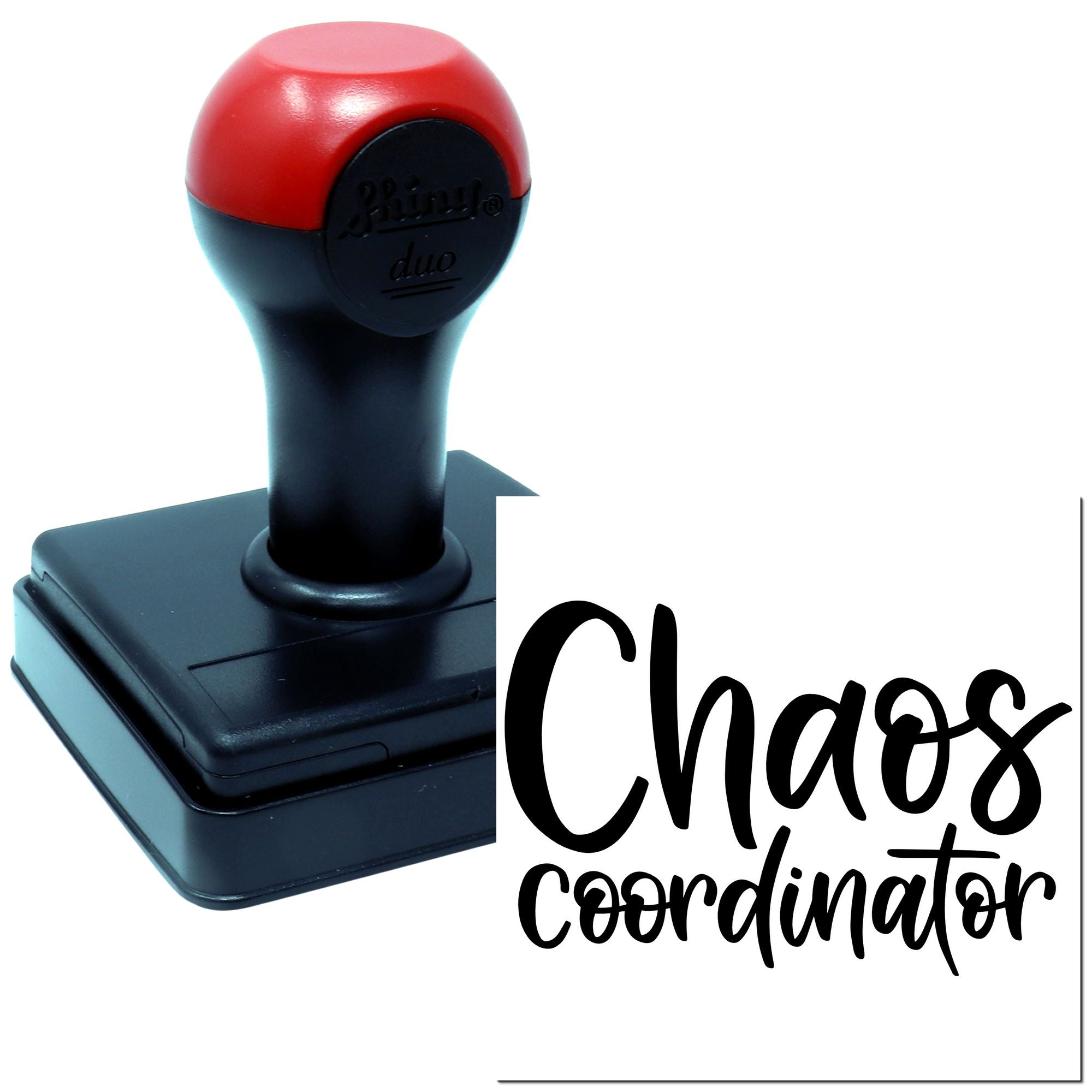 Chaos Coordinator self-inking rubber stamp for fun office labeling and personalized stationery branding