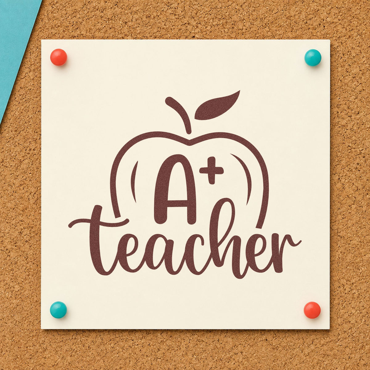 A Plus Teacher Apple Script Lettering Pre-Inked Stamp – Slim in use 4