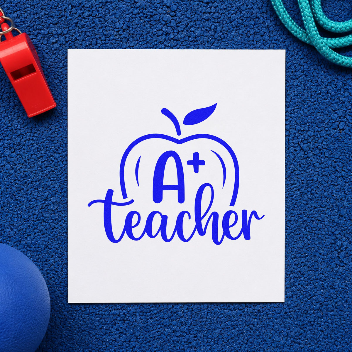 A Plus Teacher Apple Script Lettering Pre-Inked Stamp – Slim in use 6