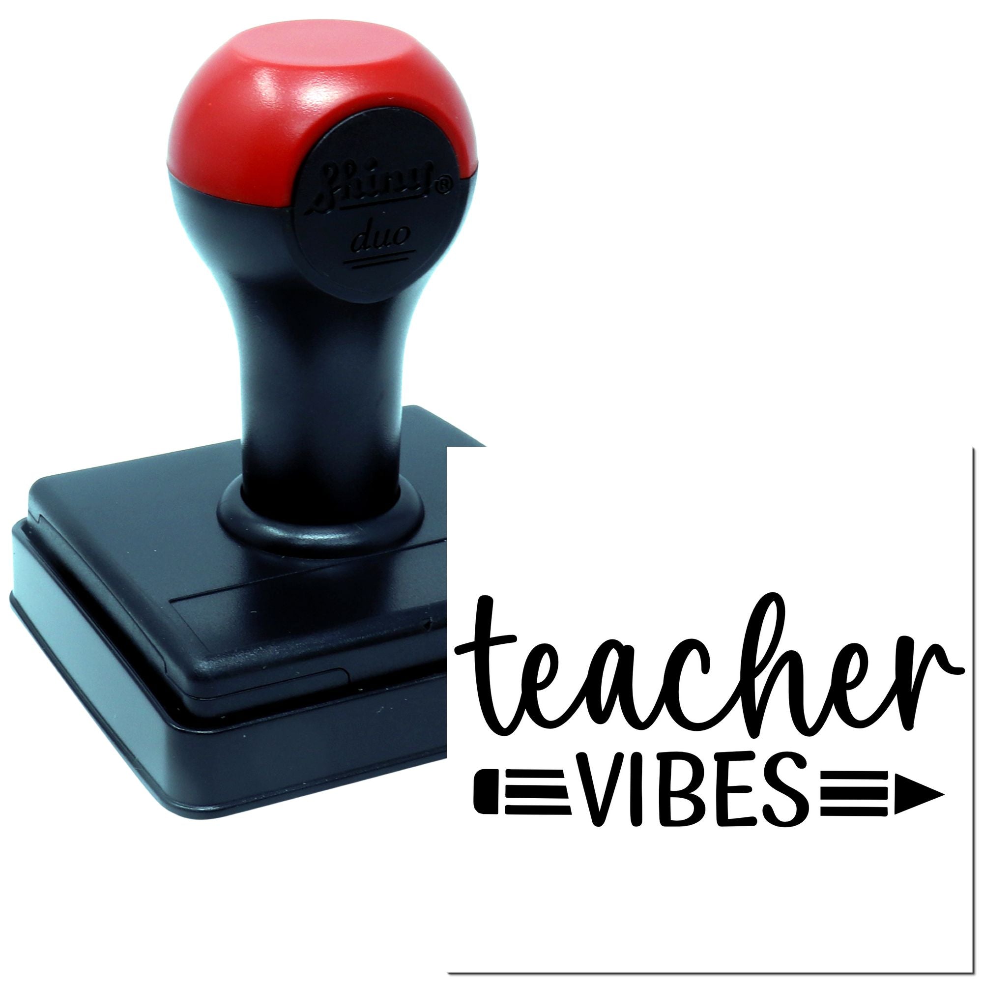 Teacher Vibes self-inking rubber stamp for classroom documents, notes, and crafts.
