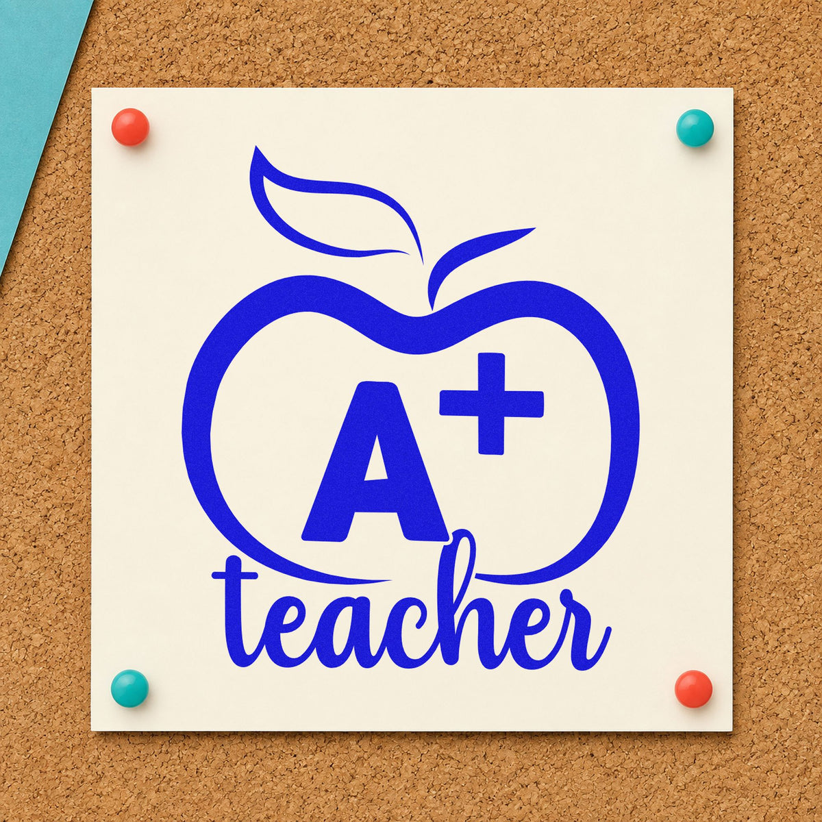 A Plus Teacher Outline Apple Wood Handle Stamp in use 5