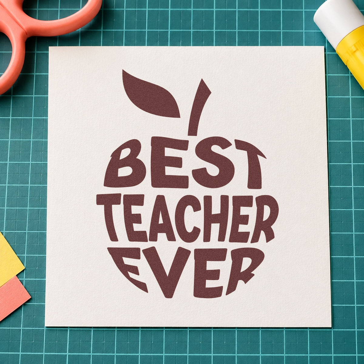 Best Teacher Ever Apple Self-Inking Stamp in use 4