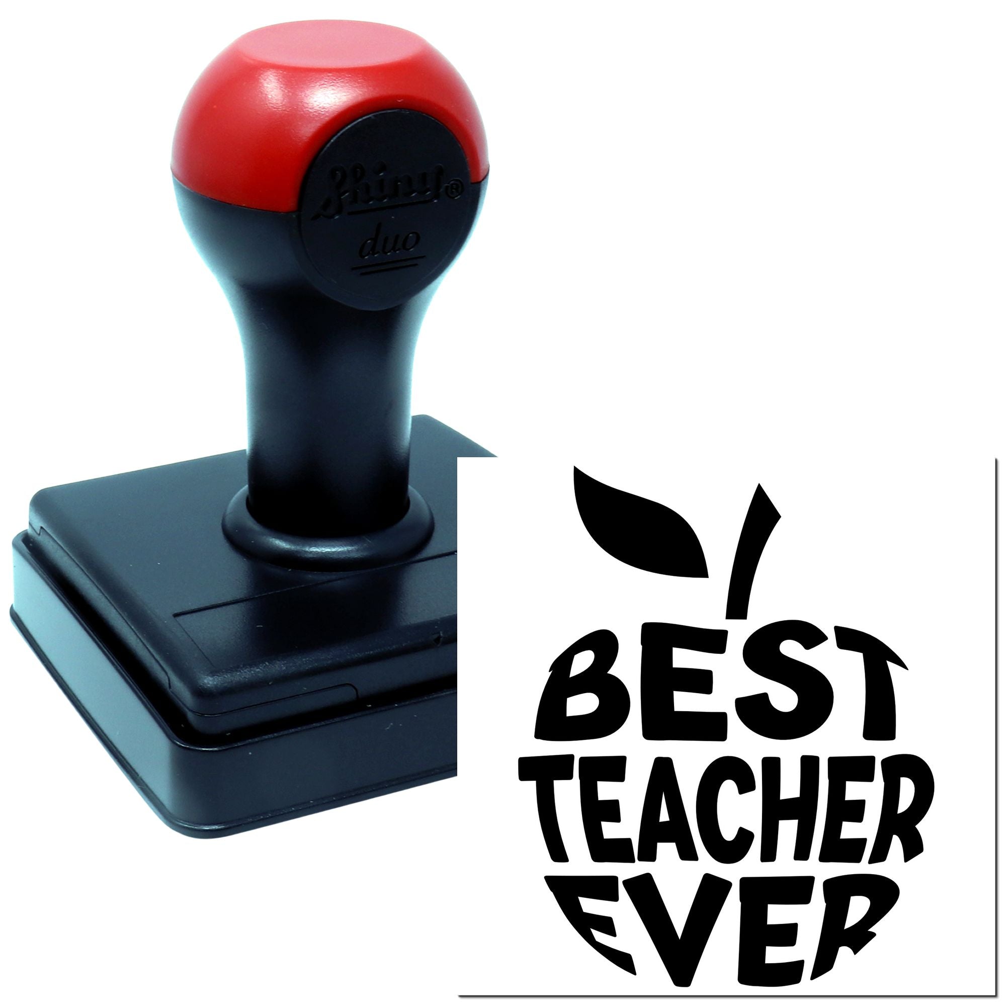Self-inking rubber stamp with Best Teacher Ever design for teacher gifts, classroom rewards, and school use.