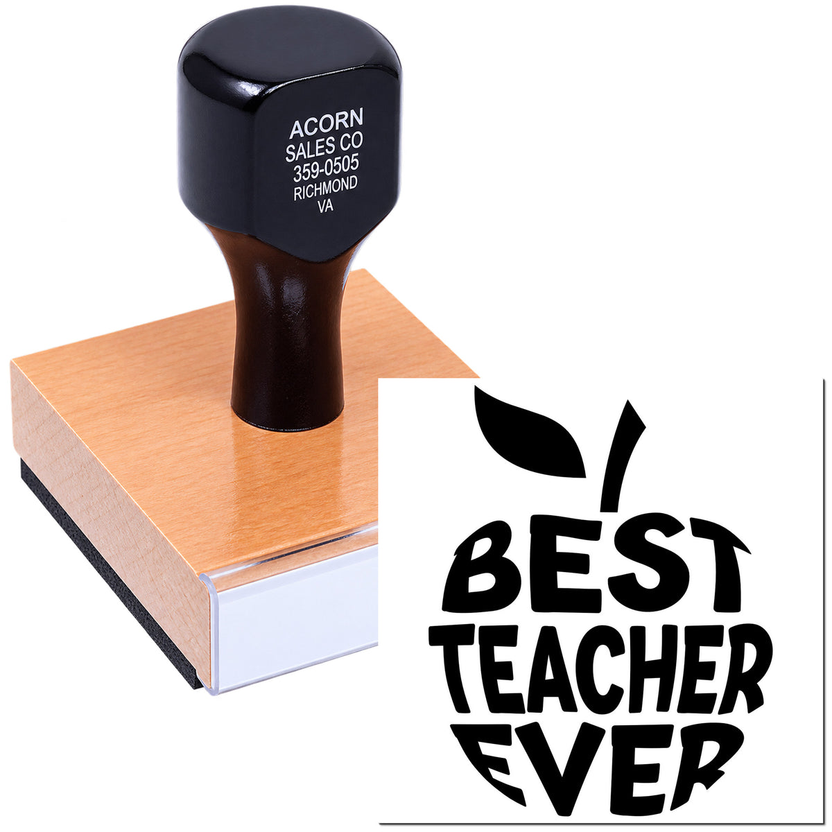 Best Teacher Ever custom rubber stamp for classroom crafts, teacher gifts, and thank-you cards.