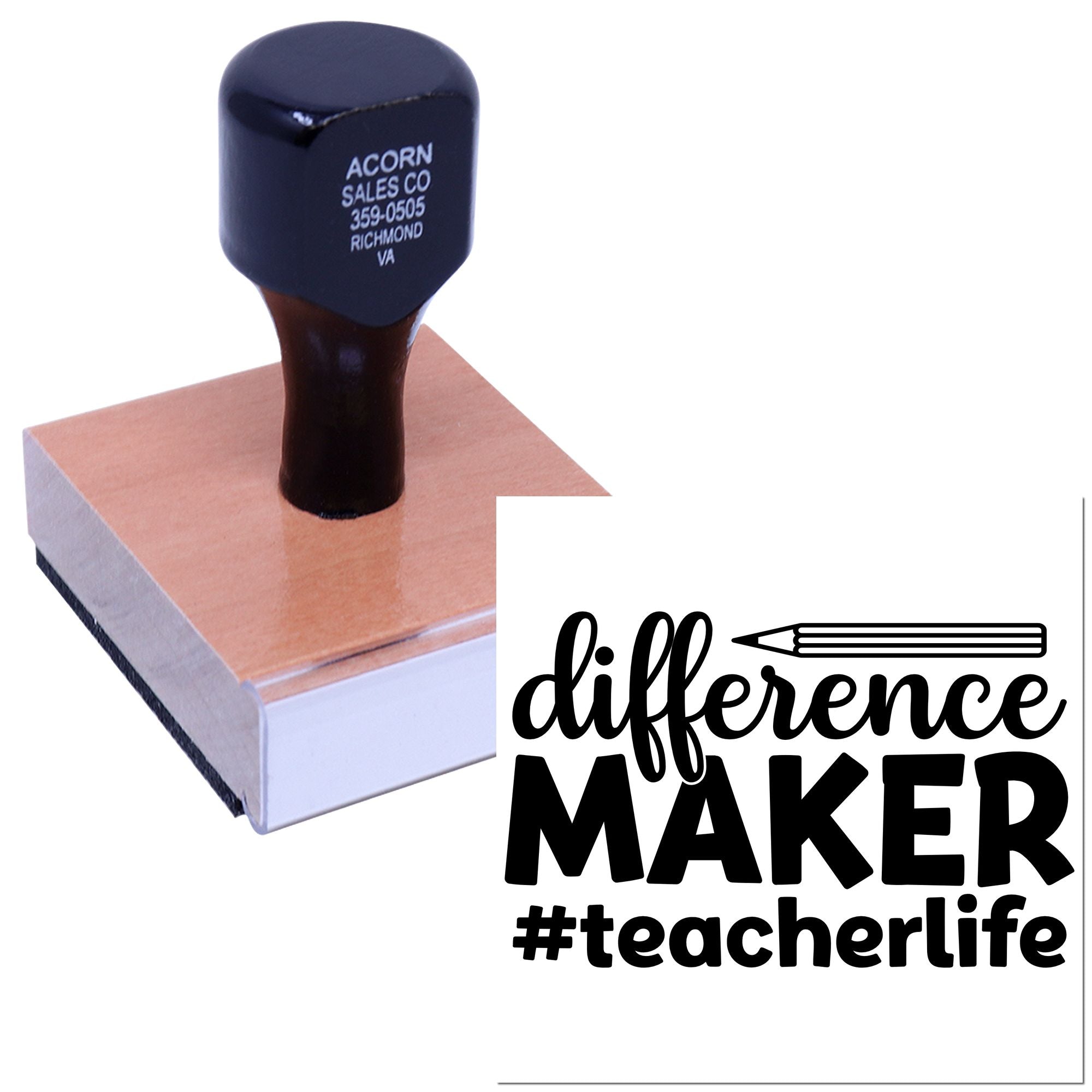 Custom rubber stamp with Difference Maker #teacherlife design for teacher appreciation, classroom rewards, and gift branding.