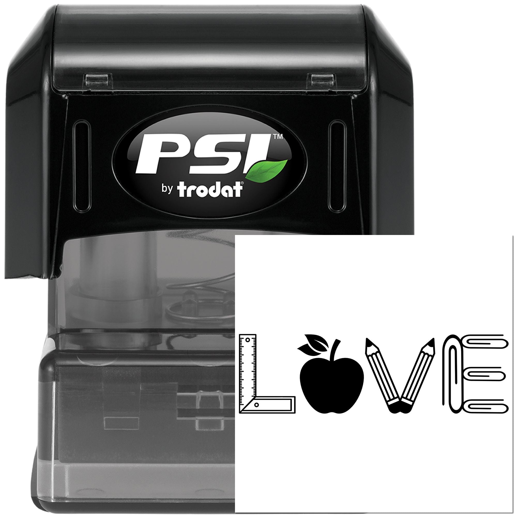 PSI by Trodat self-inking rubber stamp set with school supply icons for classroom labeling and education projects