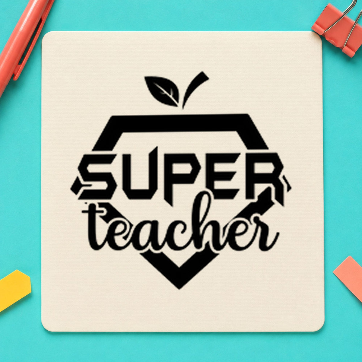 Super Teacher Shield rubber stamp printed in black ink, ready for shield crest cards and similar paper crafts.