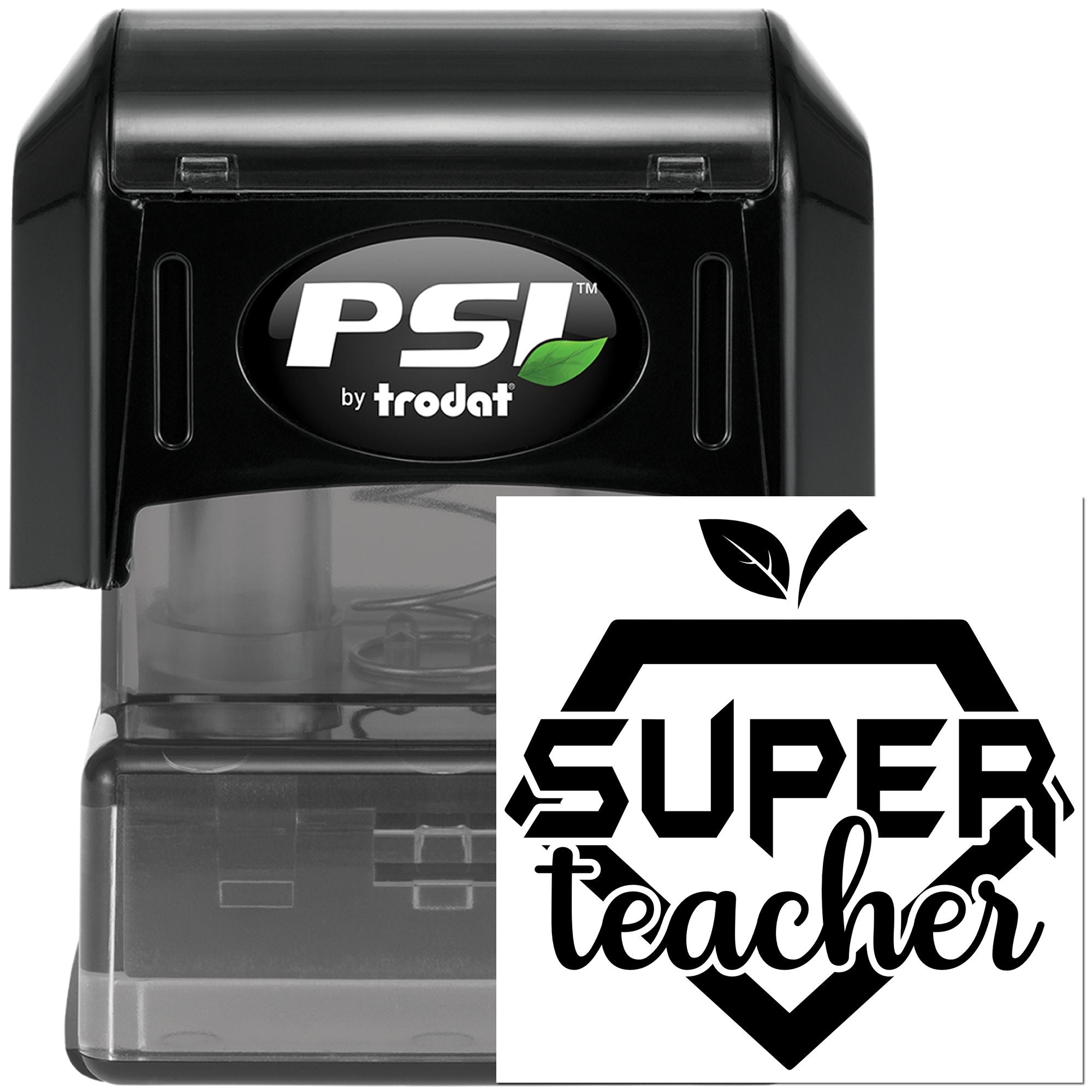 PSI by Trodat self-inking rubber stamp with Super Teacher design for classroom rewards and grading