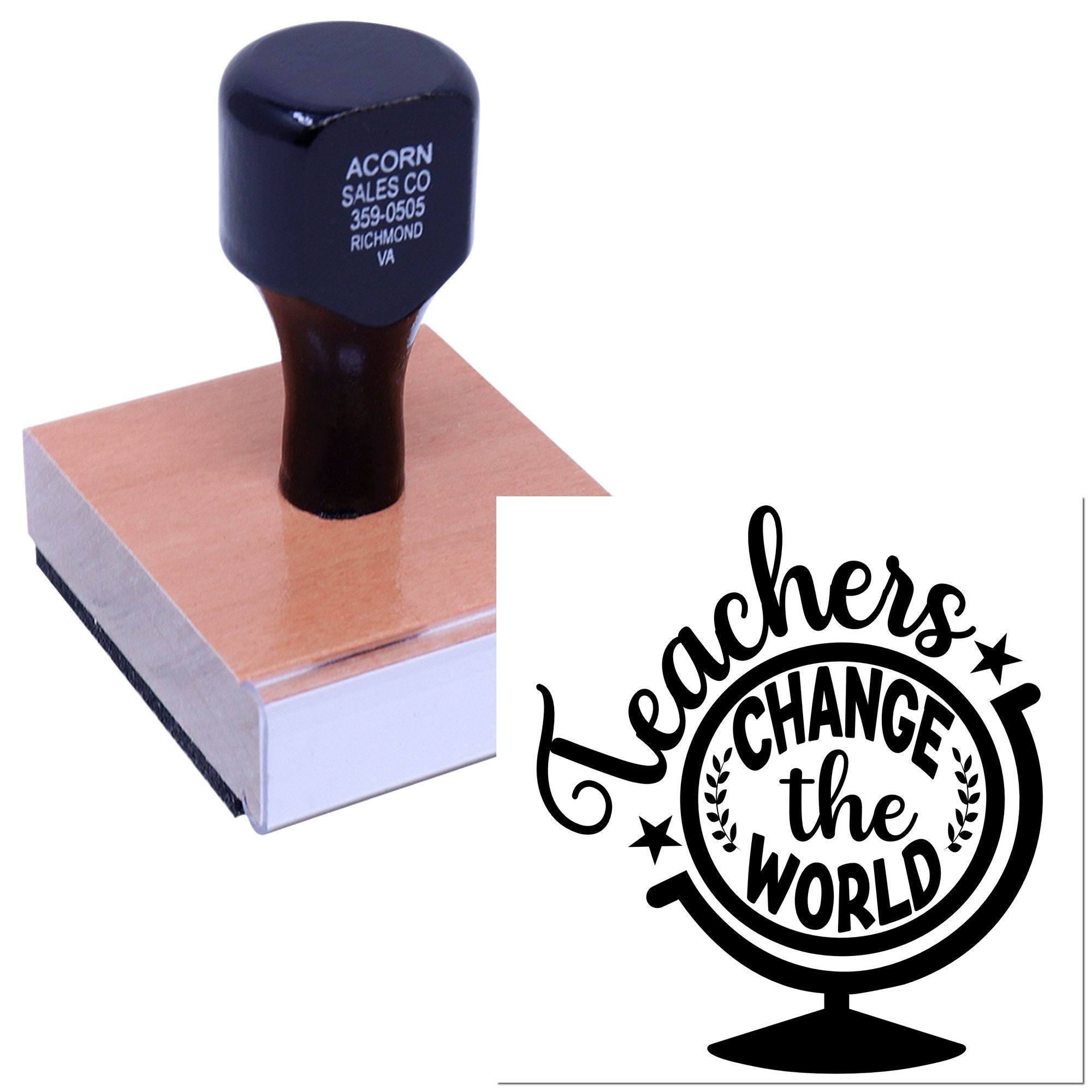 Custom rubber stamp with Teachers Change the World design for teacher appreciation, classroom crafts, and gifts.