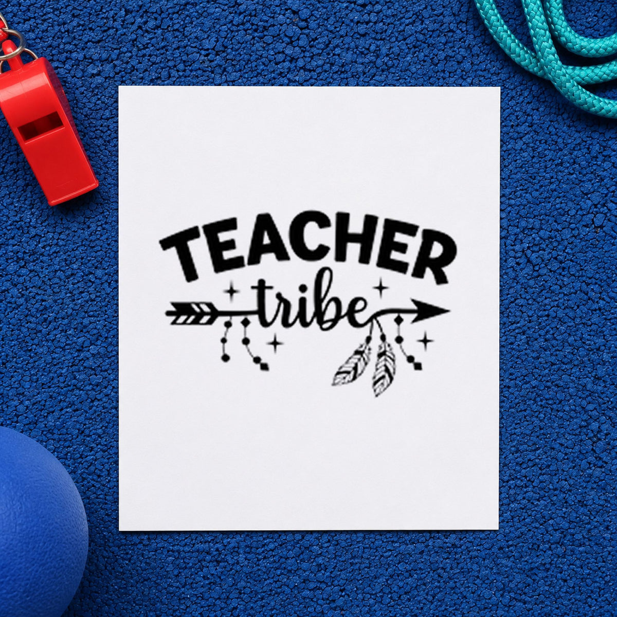Teacher Tribe Arrow rubber stamp printed in black ink, ready for feathered arrow cards and similar paper crafts.