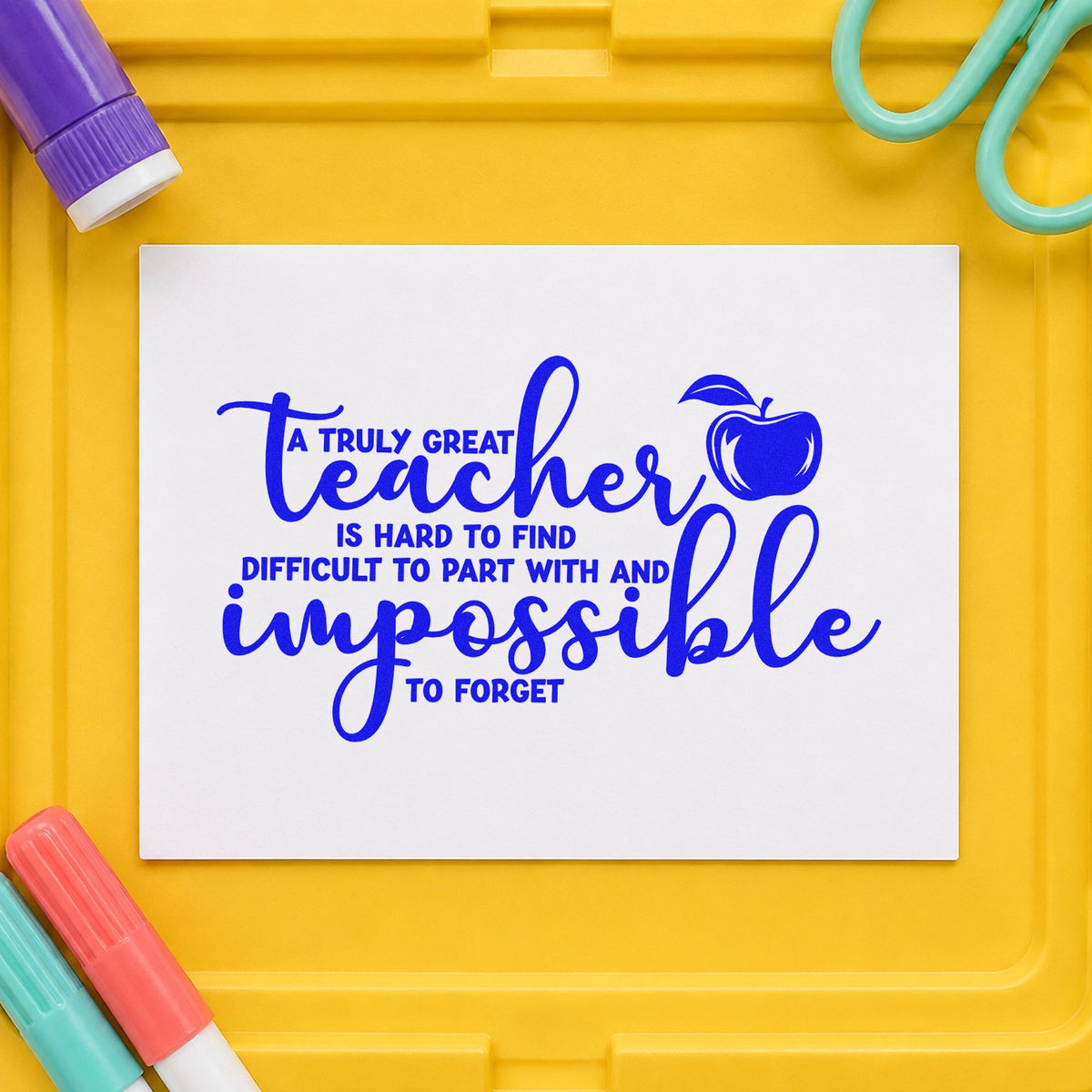 Truly Great Teacher Apple Tribute Self-Inking Stamp in use 6
