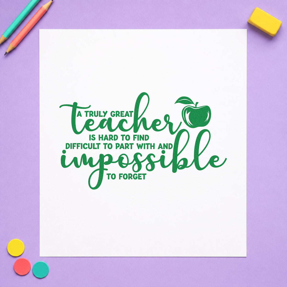 Truly Great Teacher Apple Tribute Self-Inking Stamp in use 8