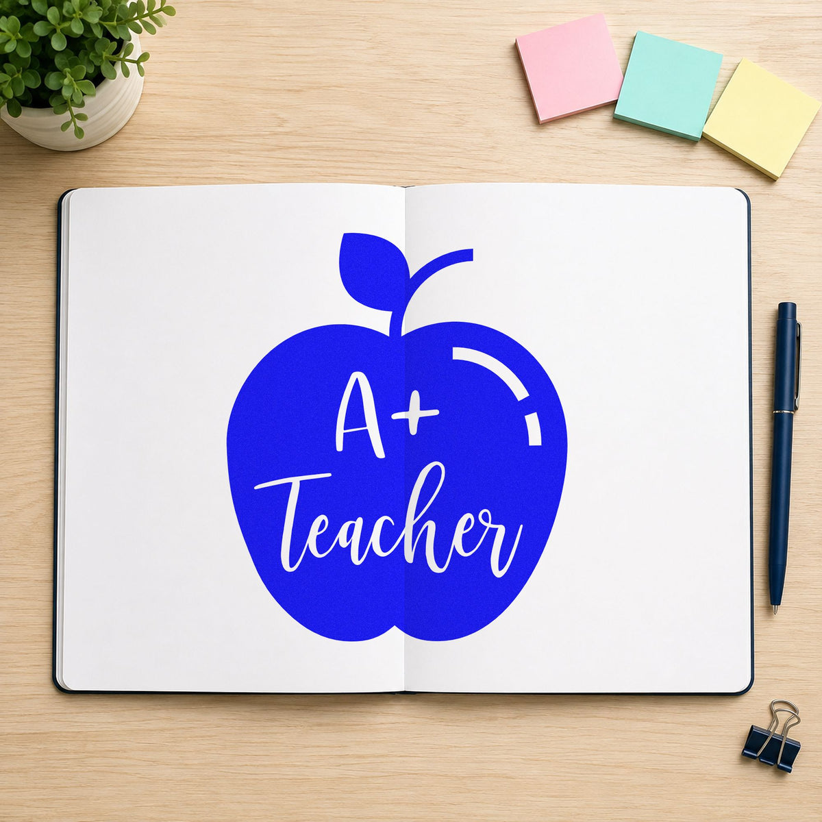 Pre-Inked A Plus Teacher Solid Apple Script Lettering Stamp – PSI in use 6