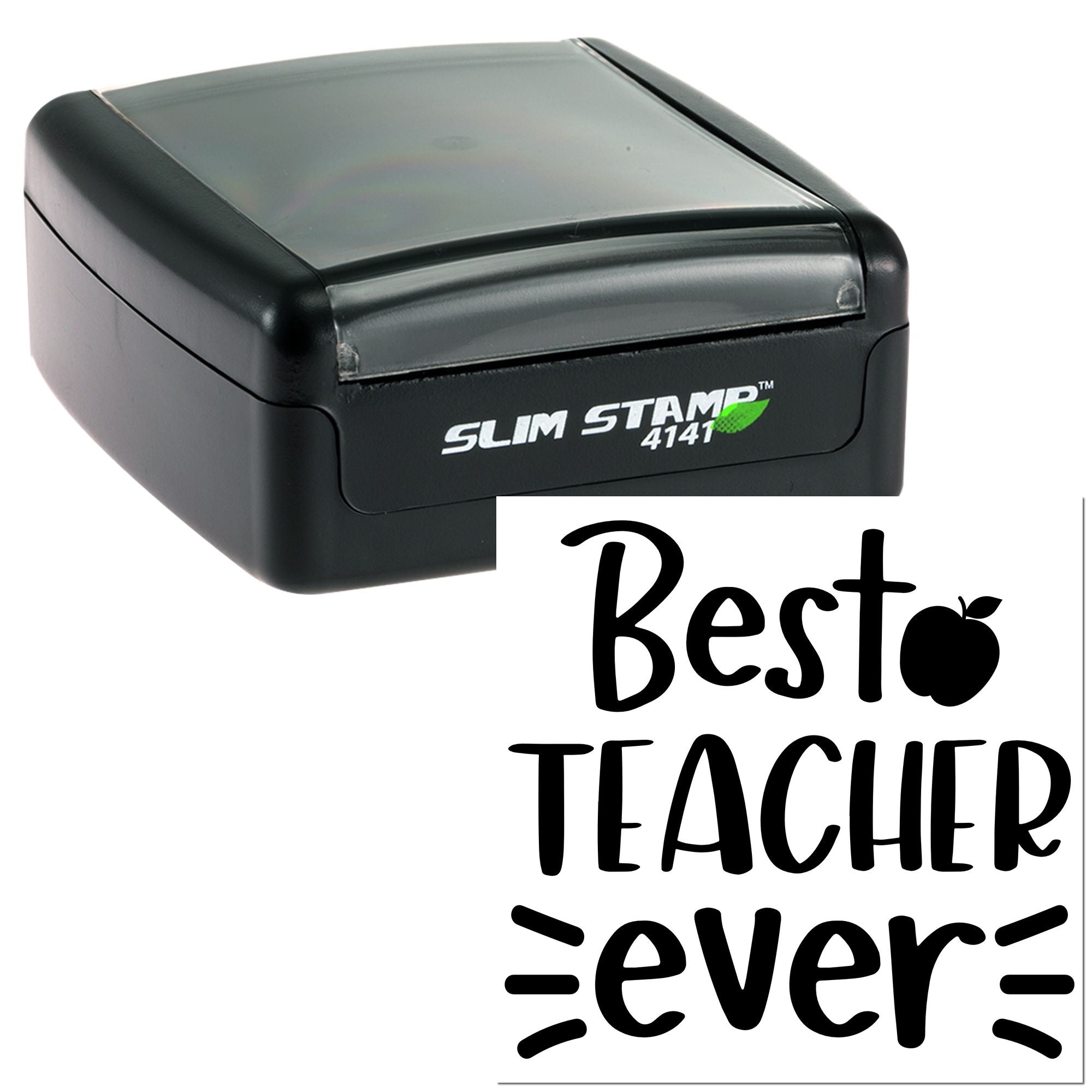 Custom teacher rubber stamp with Best Teacher Ever text, a self-inking classroom stamp for grading and gifts.