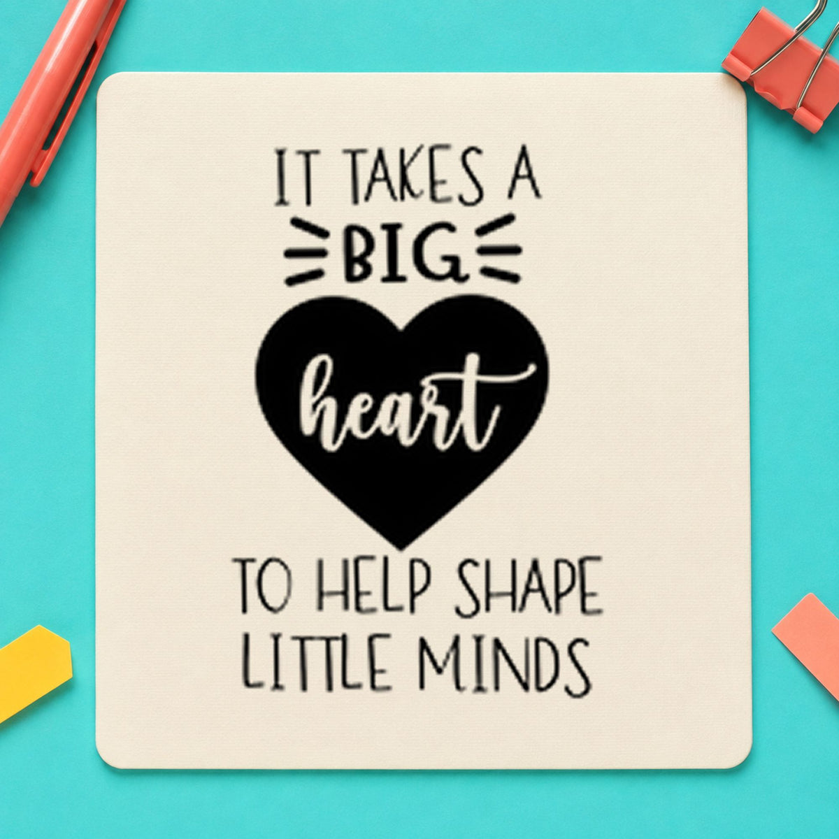 Big Heart Helps Little Minds rubber stamp printed in black ink, ready for giant heart cards and similar paper crafts.