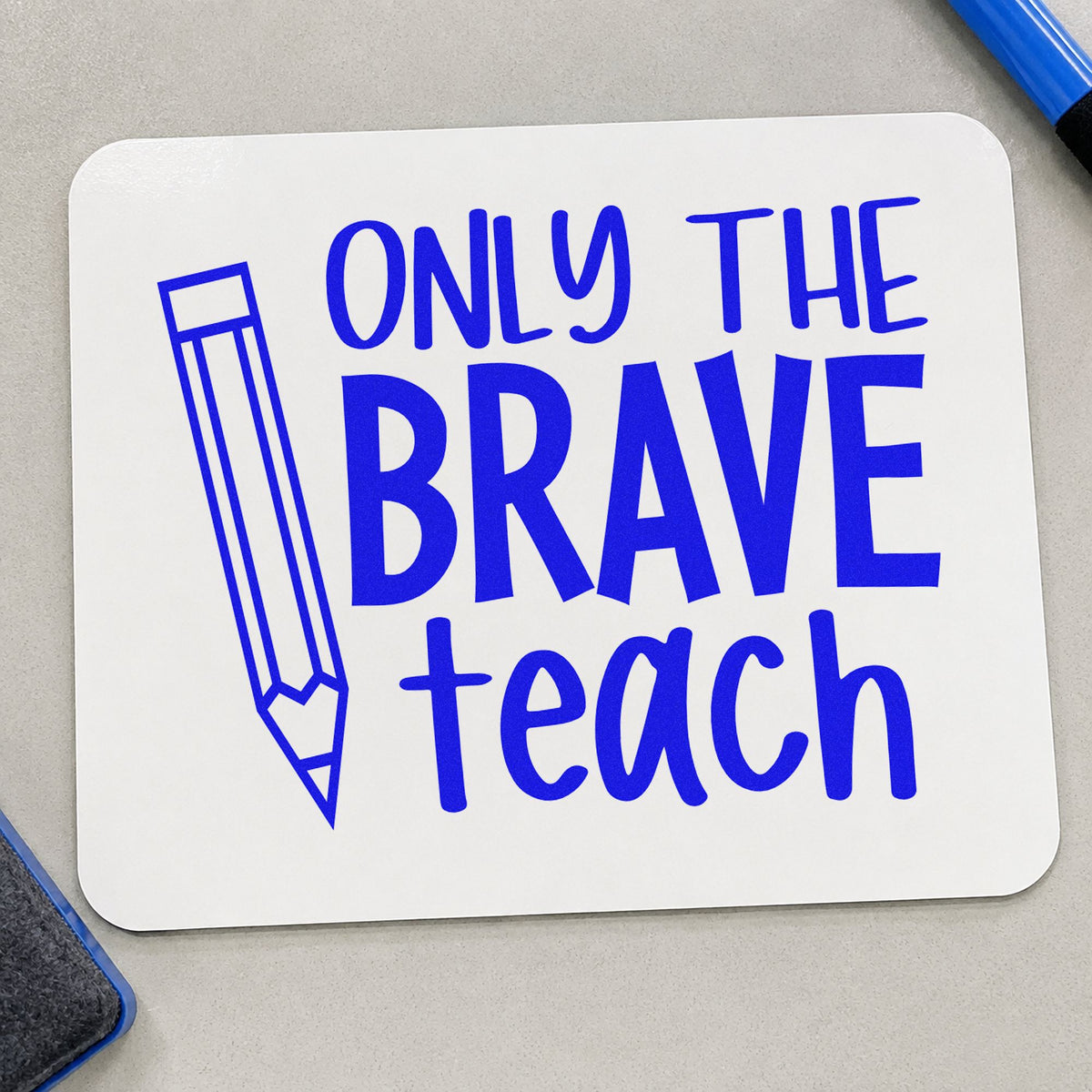 Only The Brave Teach Pencil Rubber Stamp – Duo Hand in use 6