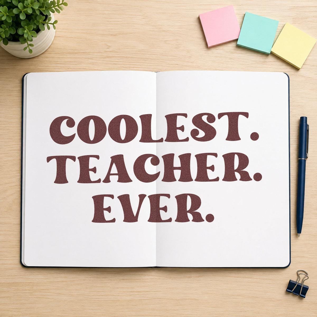 Coolest. Teacher. Ever Serif Lettering Pre-Inked Stamp – Slim in use 4