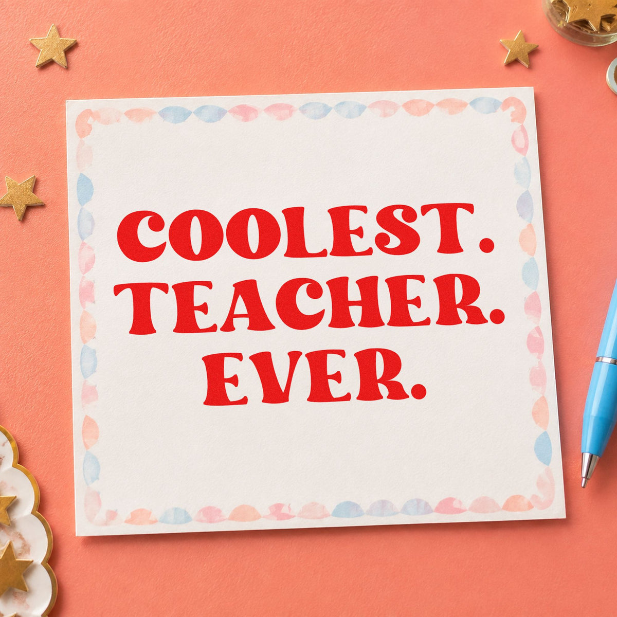 Coolest. Teacher. Ever Serif Lettering Stamp – Self-Inking in use 7