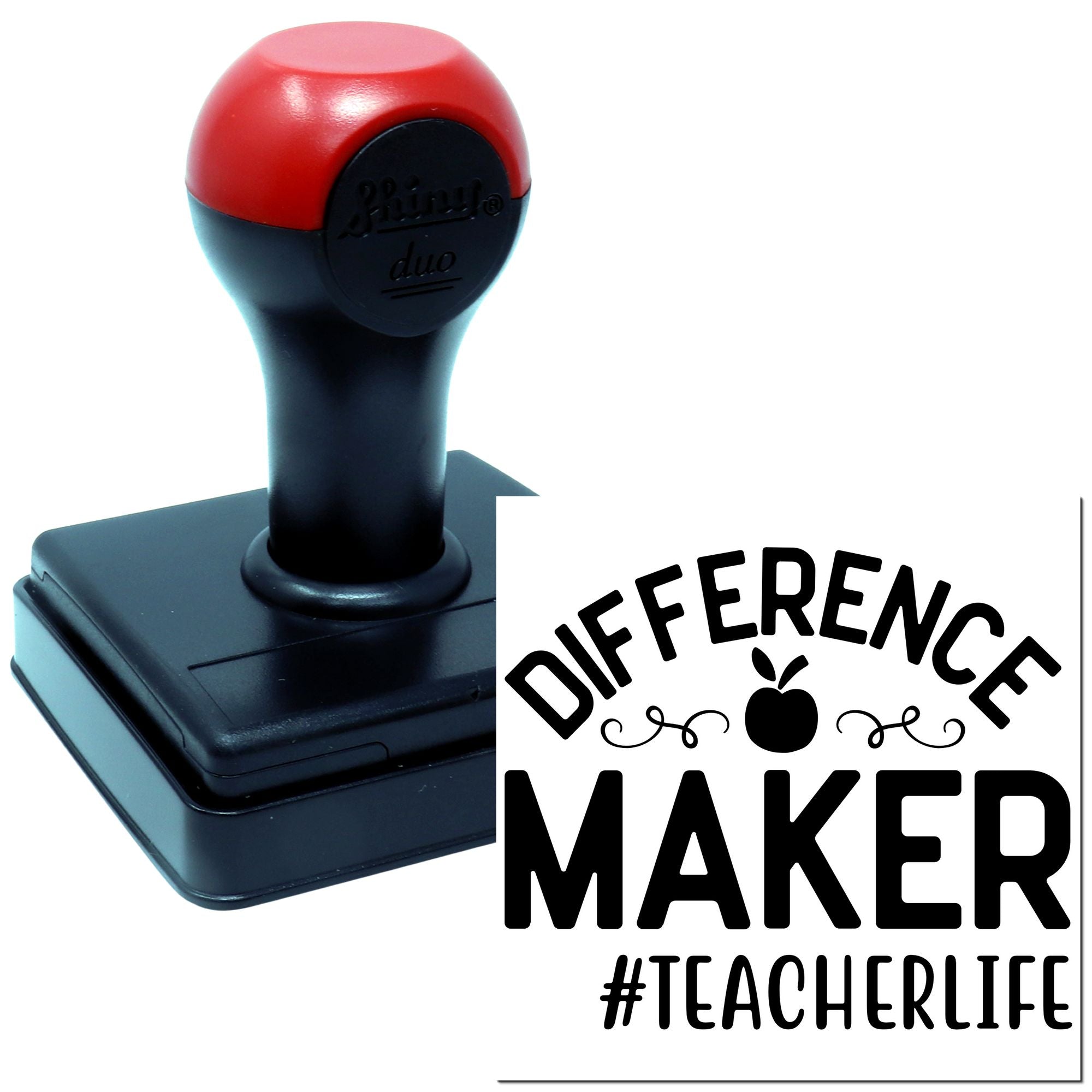 Self-inking teacher rubber stamp with Difference Maker #TeacherLife imprint for classroom use.