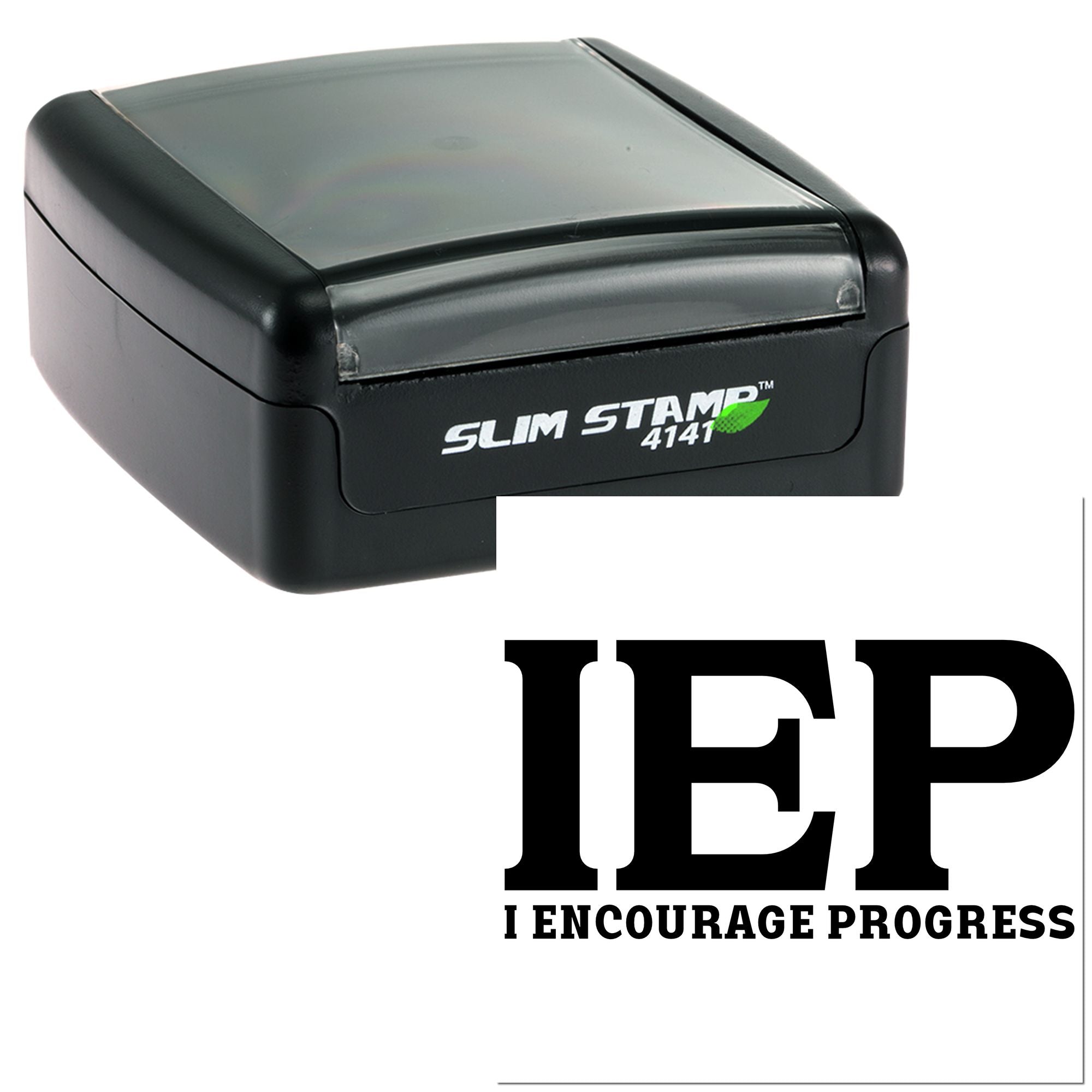IEP self-inking rubber stamp for special education forms, reading I Encourage Progress.