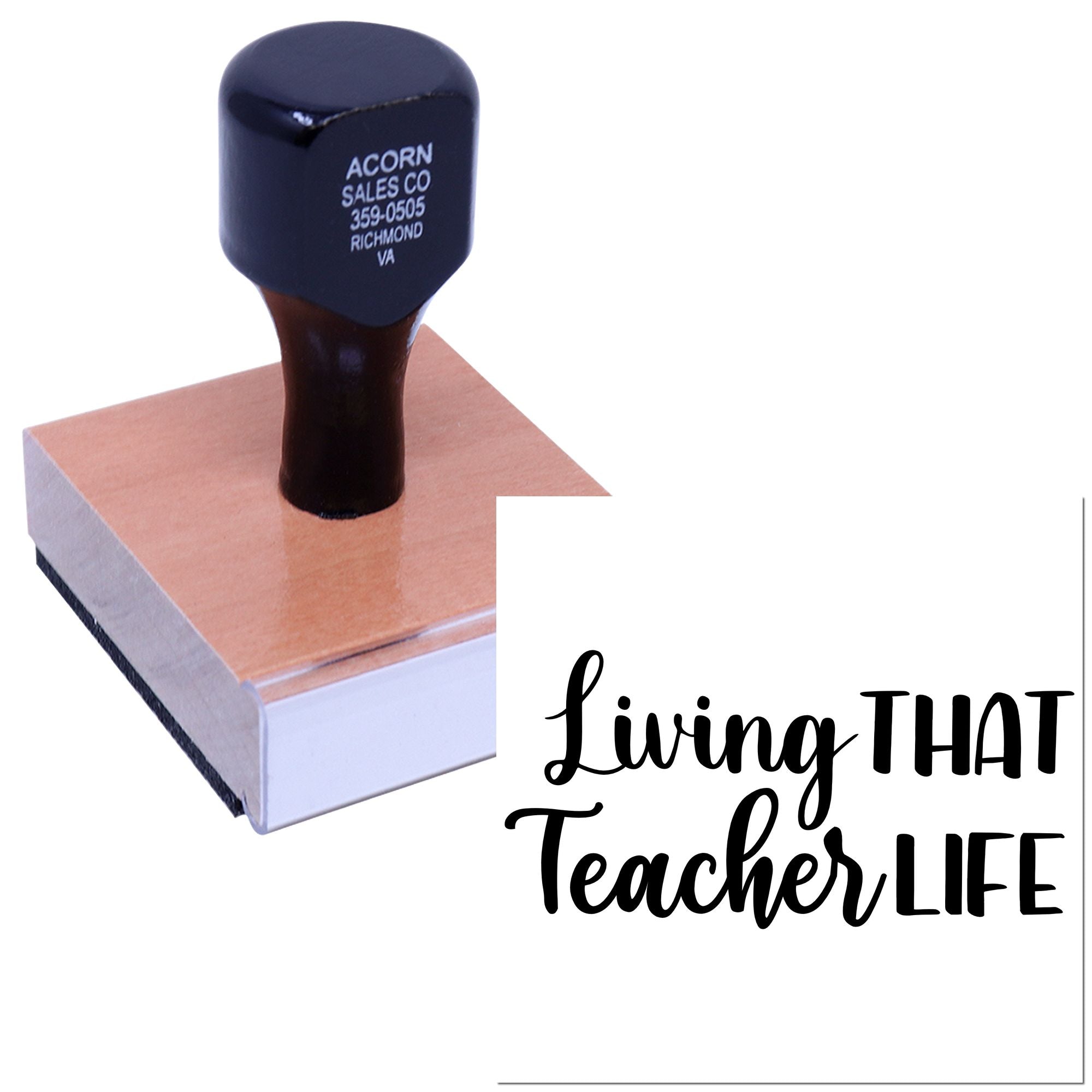 Custom teacher life rubber stamp for classroom crafts, teacher gifts, and handmade stationery.