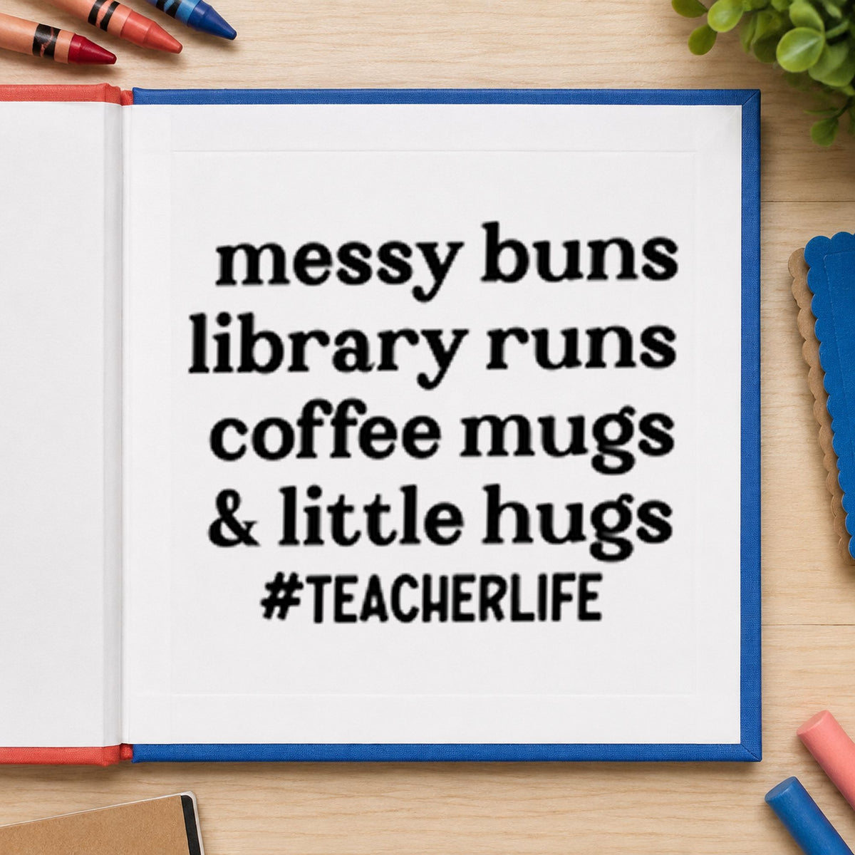 Messy Buns Library Runs rubber stamp printed in black ink, ready for messy buns cards and similar paper crafts.