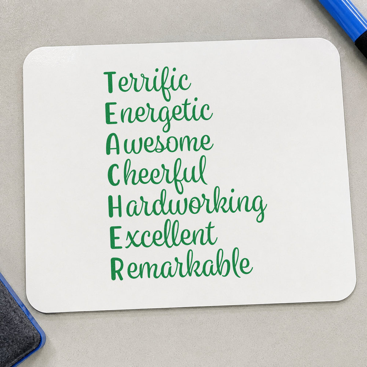 Teacher Positive Traits Word Ladder Slim Pre-Inked Stamp in use 8