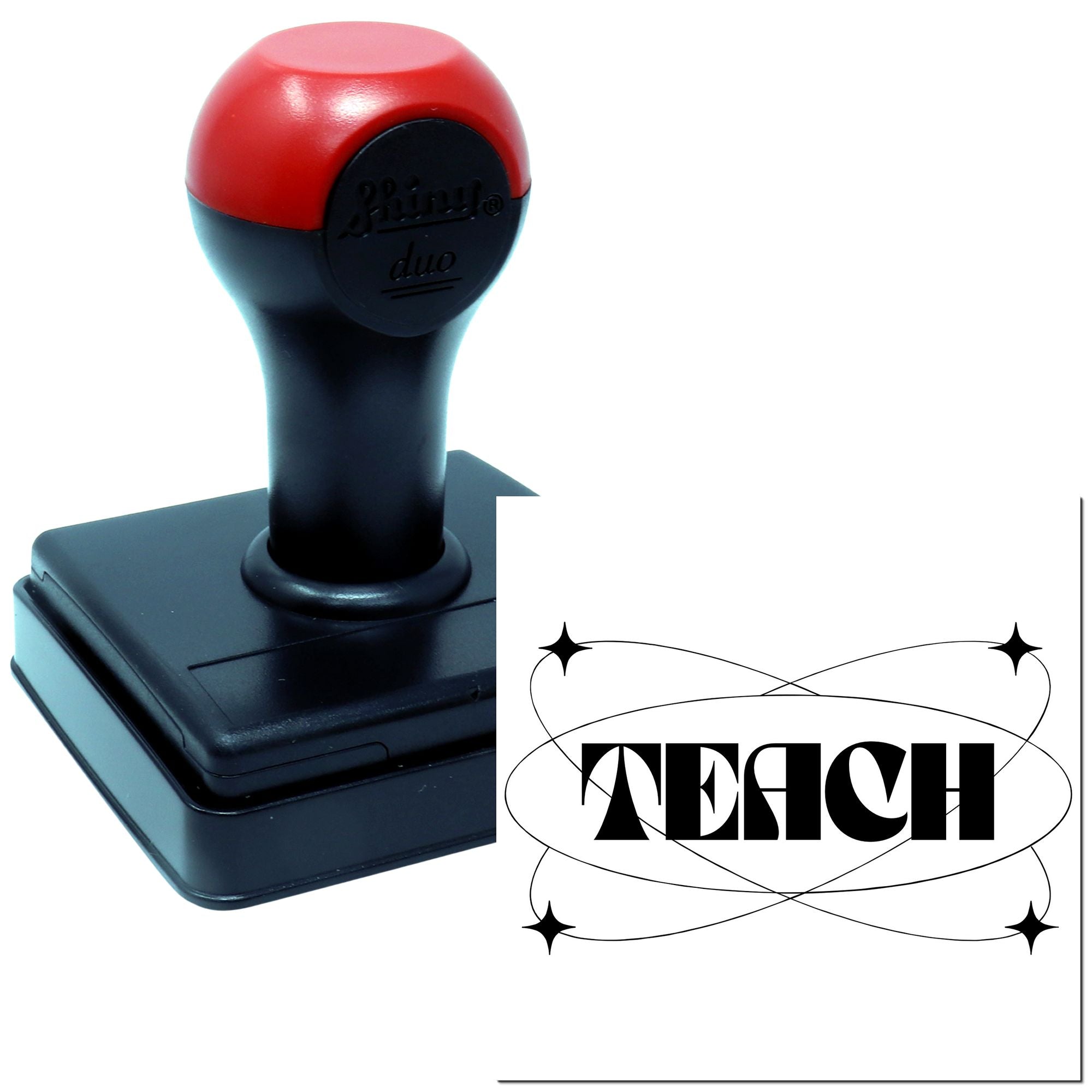 Custom teacher rubber stamp with TEACH imprint, ideal for classroom grading, rewards, and school paperwork.