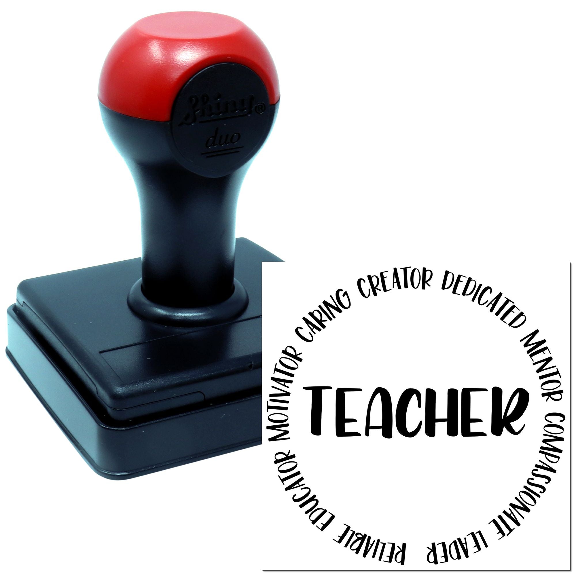 Custom teacher self-inking rubber stamp with motivational message, ideal for classroom rewards and educator use.