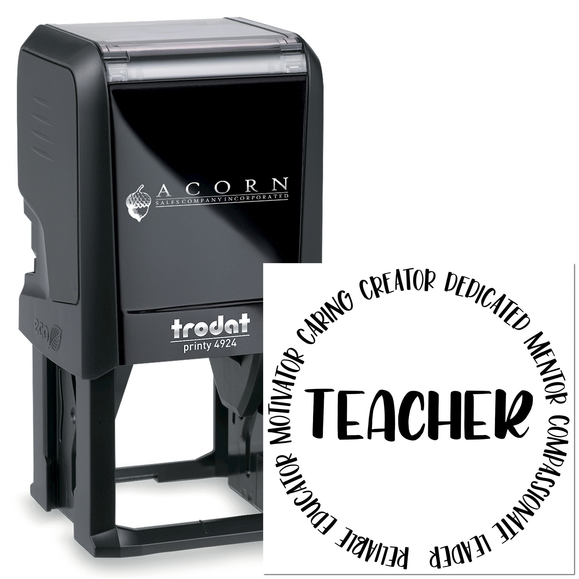 Custom self-inking teacher rubber stamp with motivational message for classroom grading and encouragement.