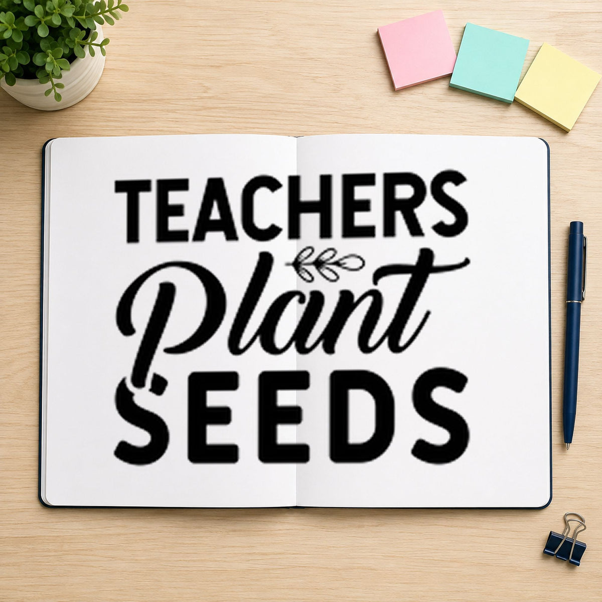 Teachers Plant Seeds Lettering rubber stamp printed in black ink, ready for plant seeds cards and similar paper crafts.