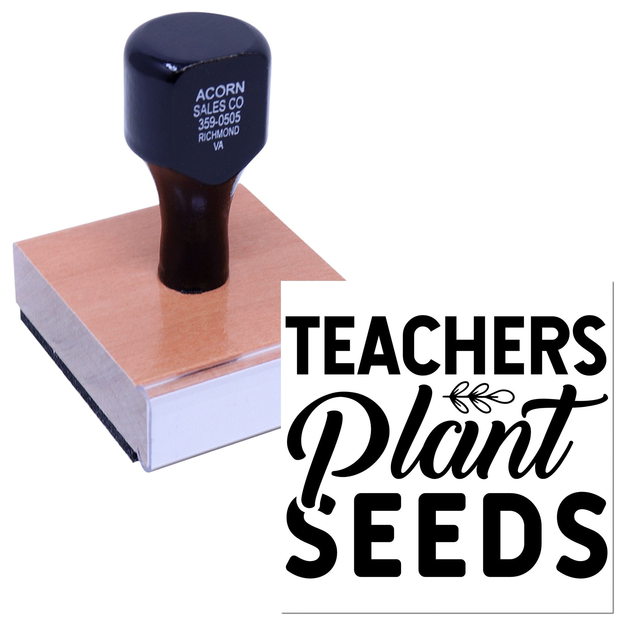 Teachers Plant Seeds rubber stamp for classroom crafts, teacher appreciation cards, and handmade projects.