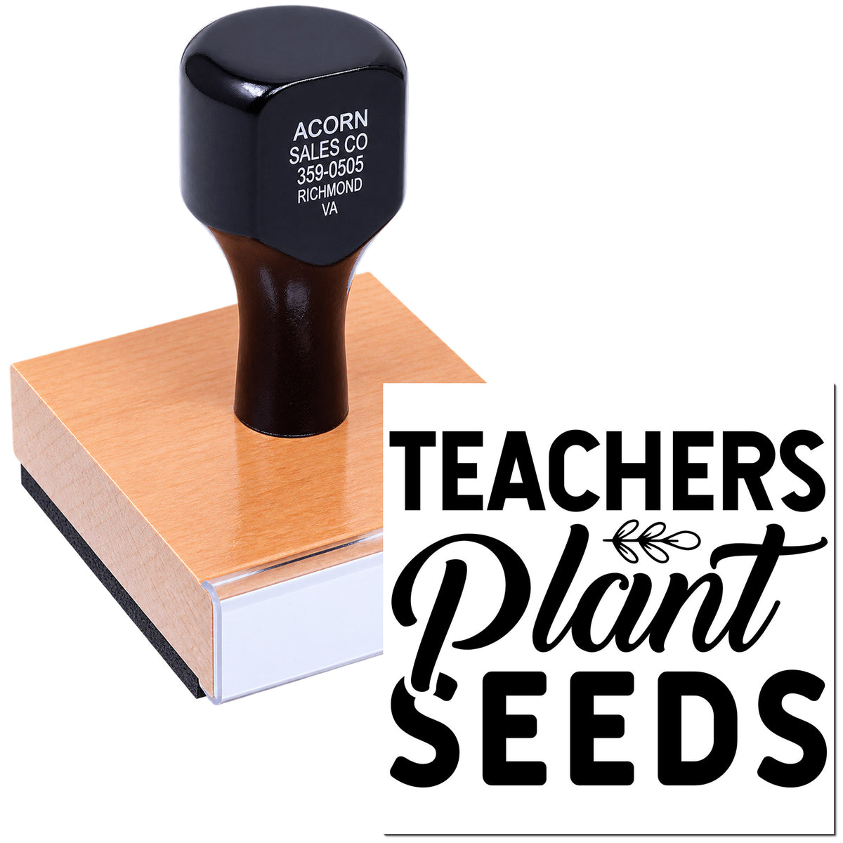 Teachers Plant Seeds rubber stamp for classroom crafts, teacher appreciation cards, and handmade projects.