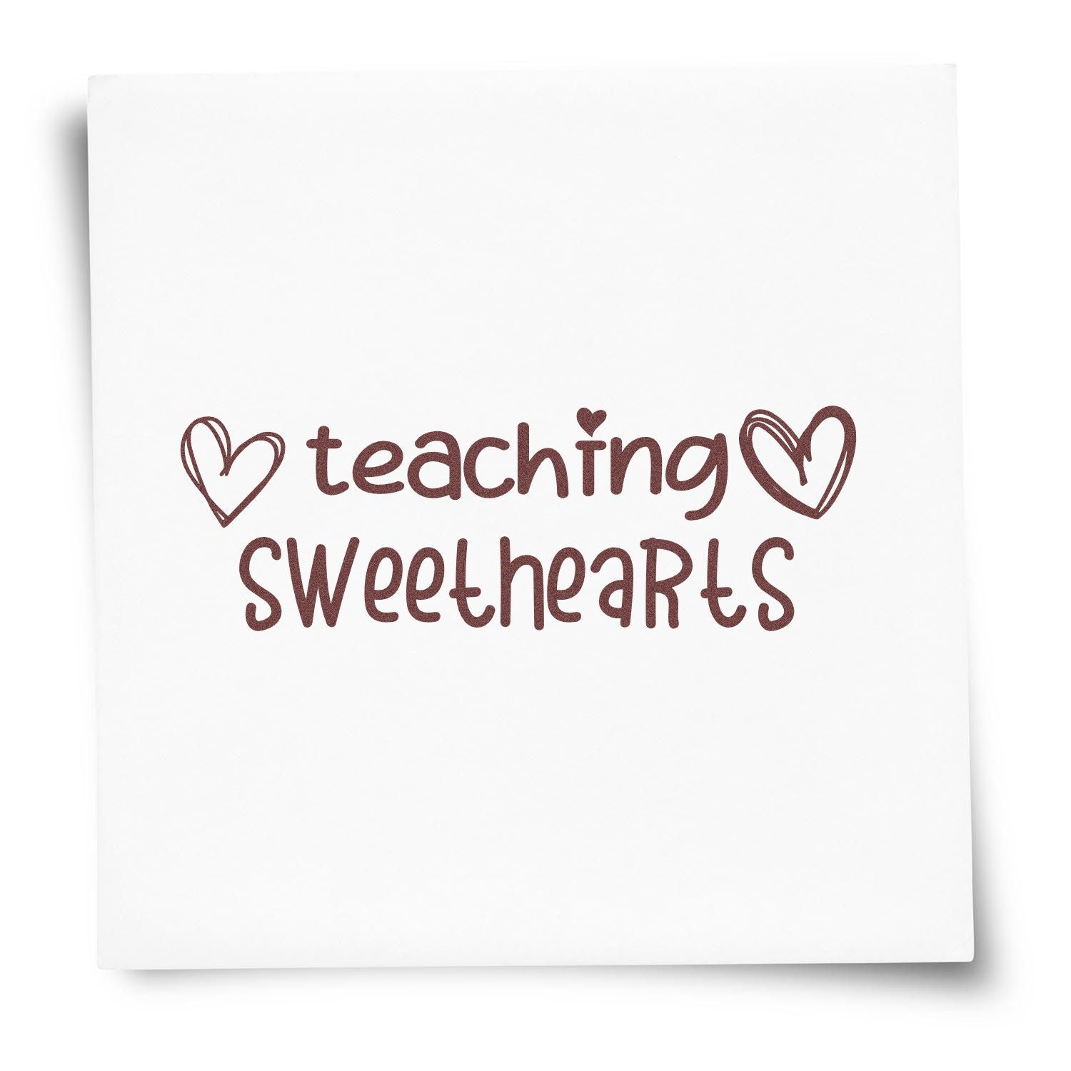 Teaching Sweethearts rubber stamp with heart design for teacher gifts, classroom crafts, and Valentine cards.