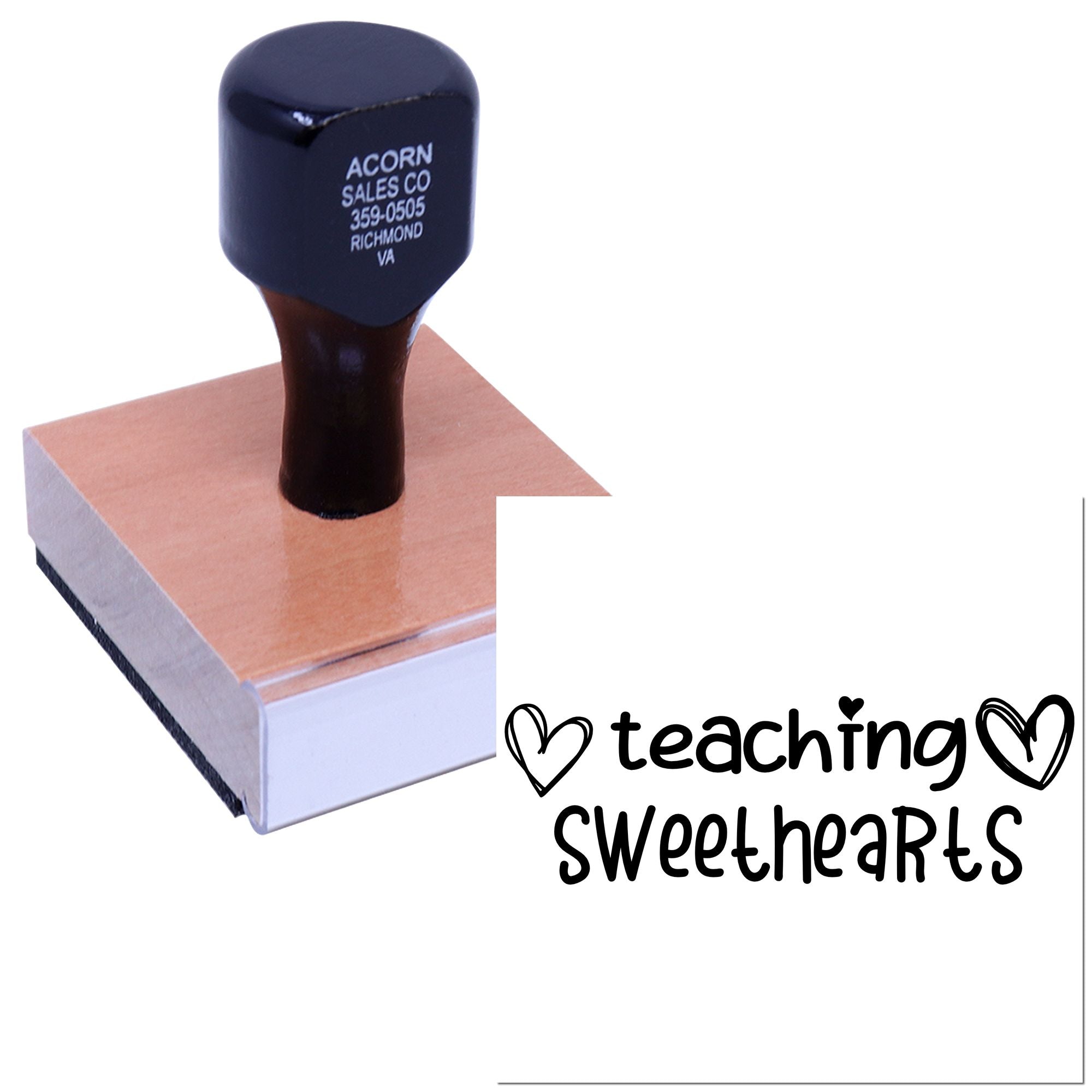 Custom teaching sweethearts rubber stamp for teacher gifts, classroom crafts, and school projects